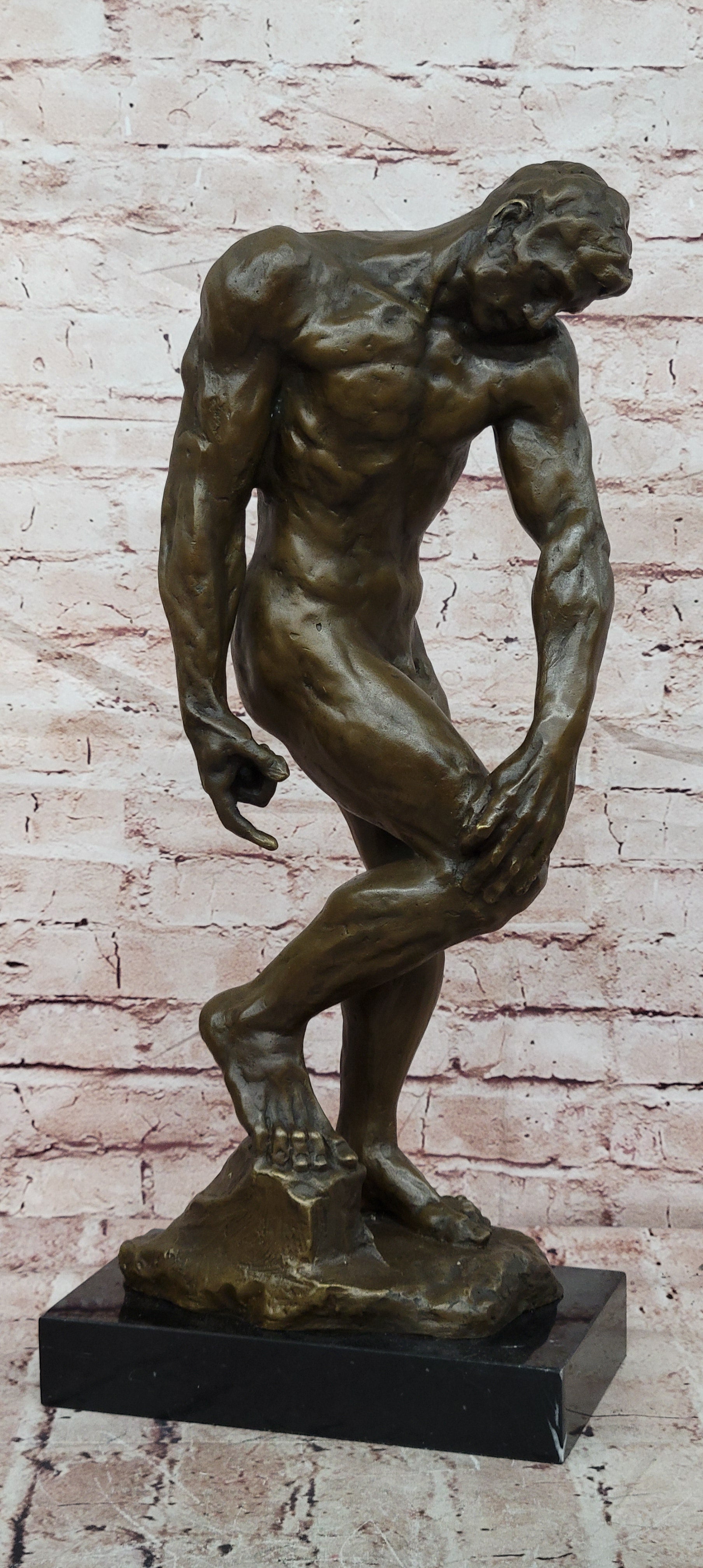 Fine Genuine Bronze Man Adam from Rodin Hand Made Lost Wax Method Nude Figurine
