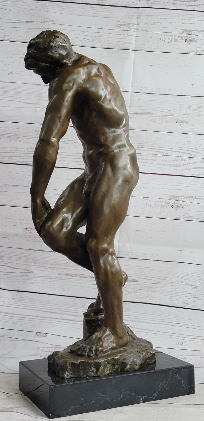 Fine Genuine Bronze Man Adam from Rodin Hand Made Lost Wax Method Nude Figurine
