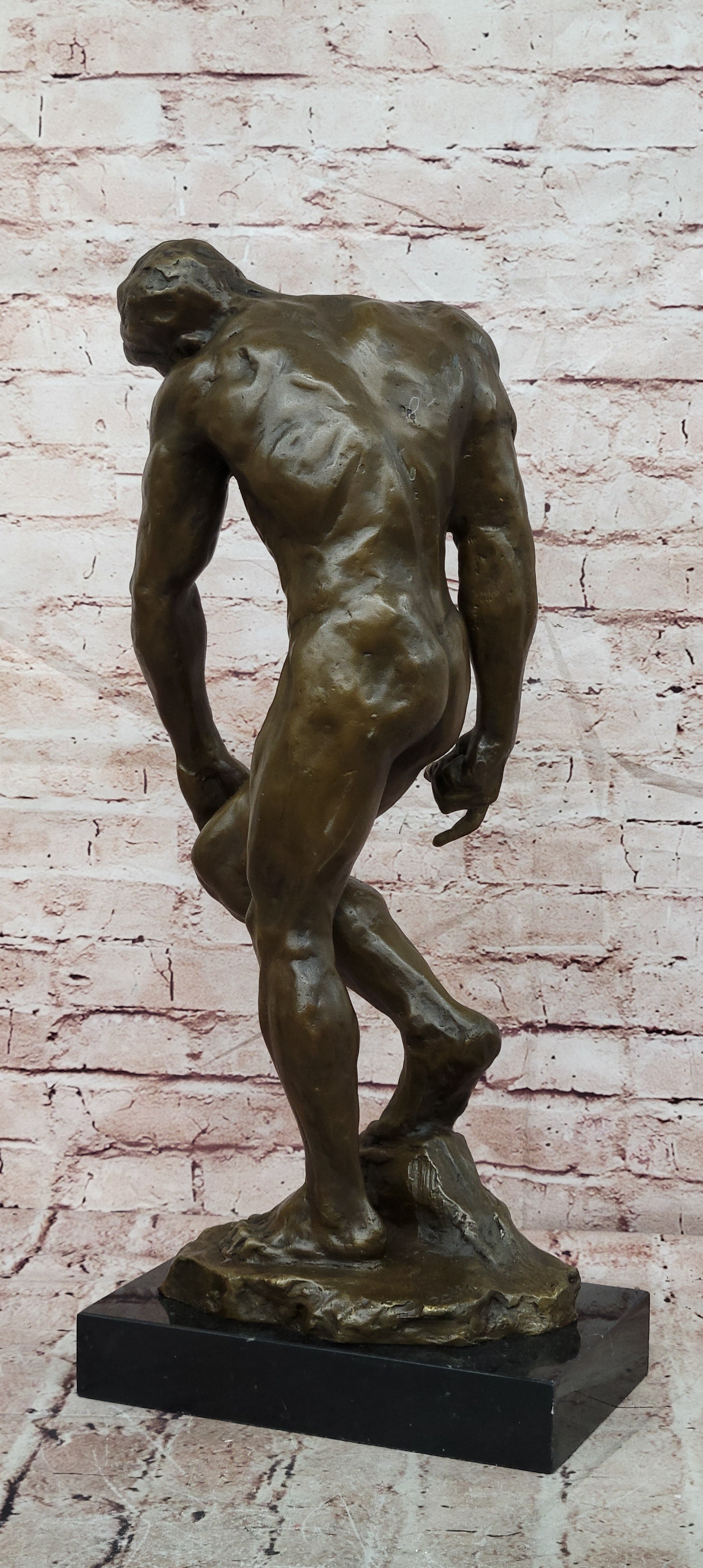 Fine Genuine Bronze Man Adam from Rodin Hand Made Lost Wax Method Nude Figurine