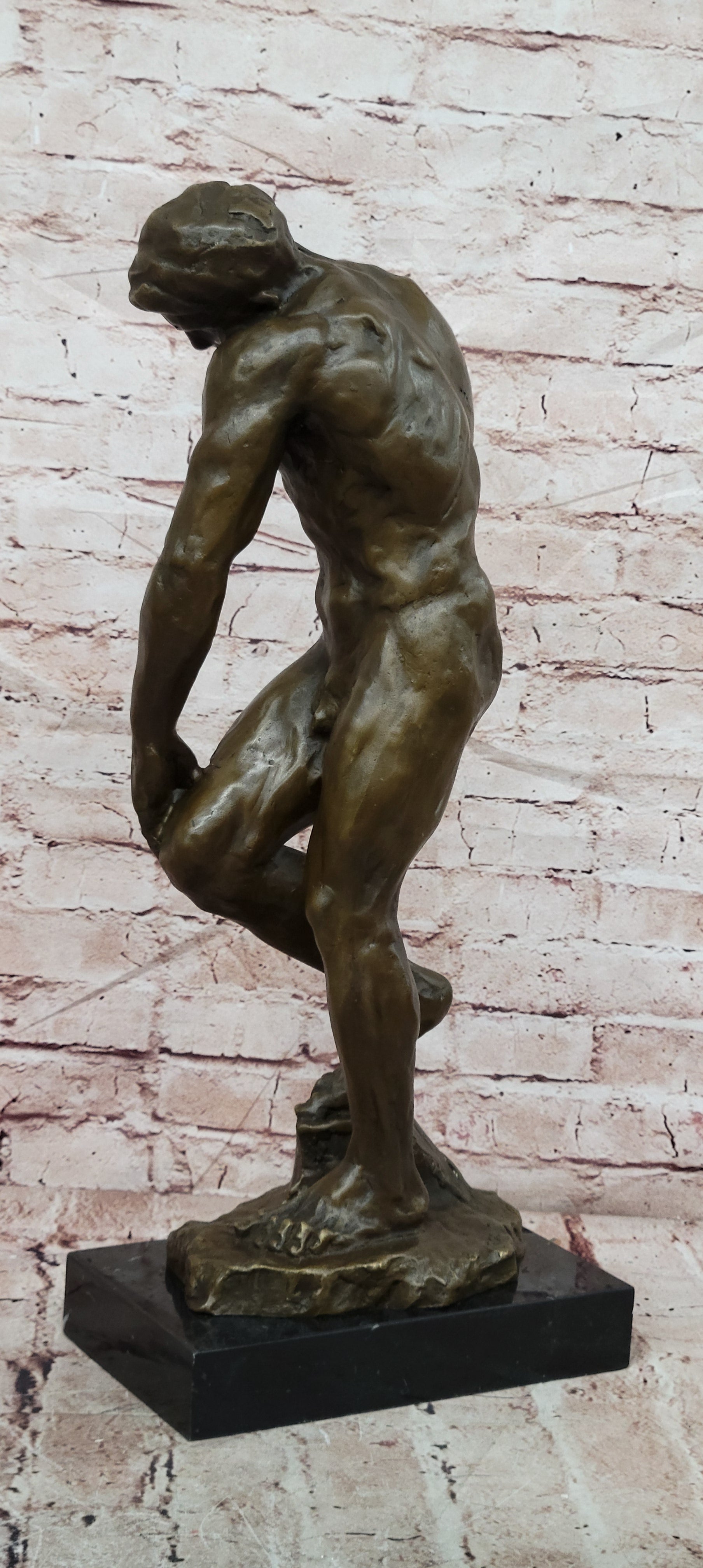 Fine Genuine Bronze Man Adam from Rodin Hand Made Lost Wax Method Nude Figurine