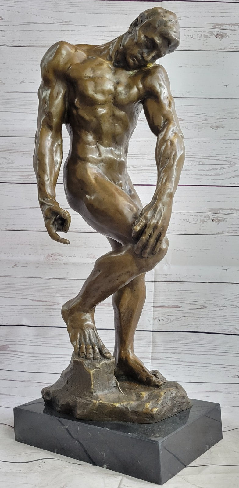 Fine Genuine Bronze Man Adam from Rodin Hand Made Lost Wax Method Nude Figurine
