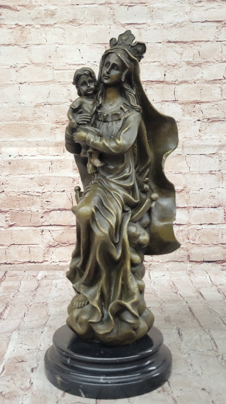 Original Signed Valli Madonna And Baby Jesus Bronze Sculpture Statue Figure NR
