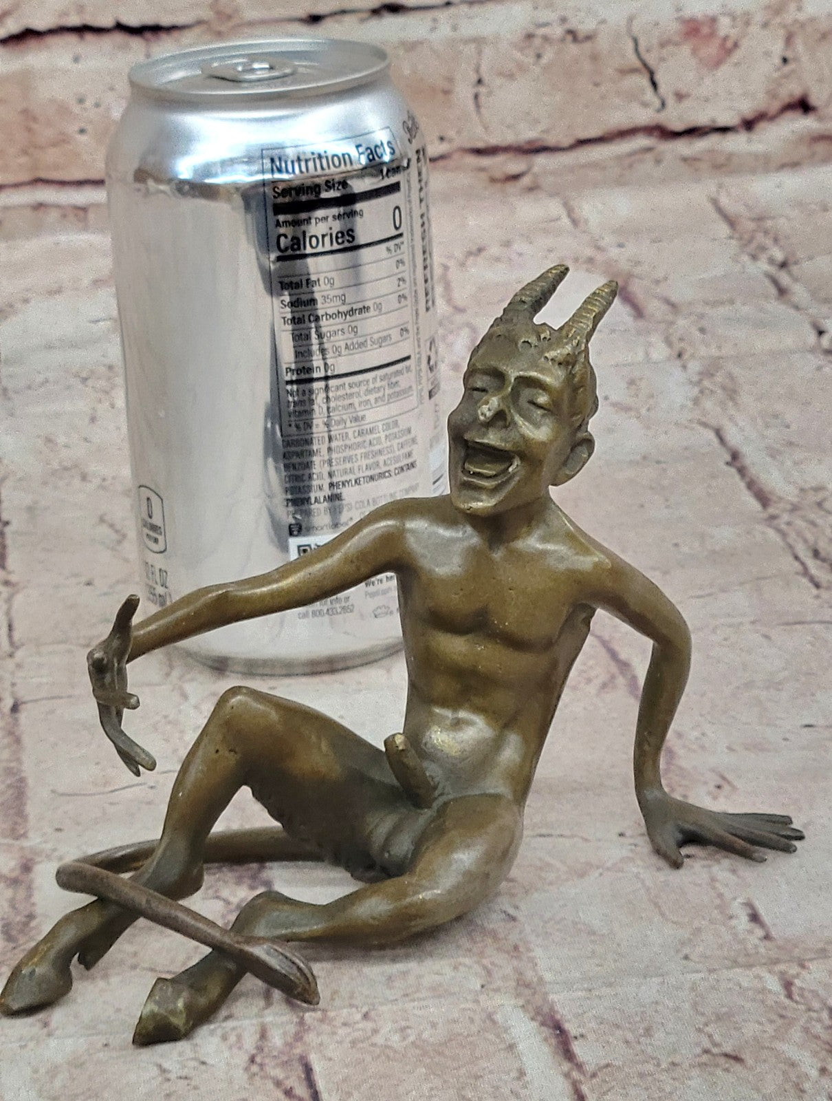 SIGNED BRONZE SCULPTURE NUDE SATYR EROTIC FAUN HOT CAST EROTIC ART FIGURINE SALE