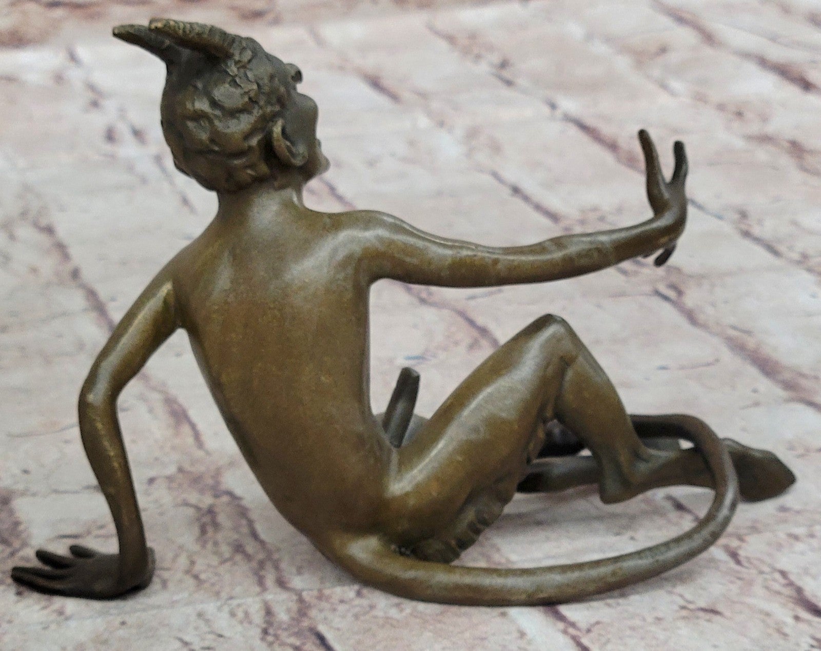 SIGNED BRONZE SCULPTURE NUDE SATYR EROTIC FAUN HOT CAST EROTIC ART FIGURINE SALE