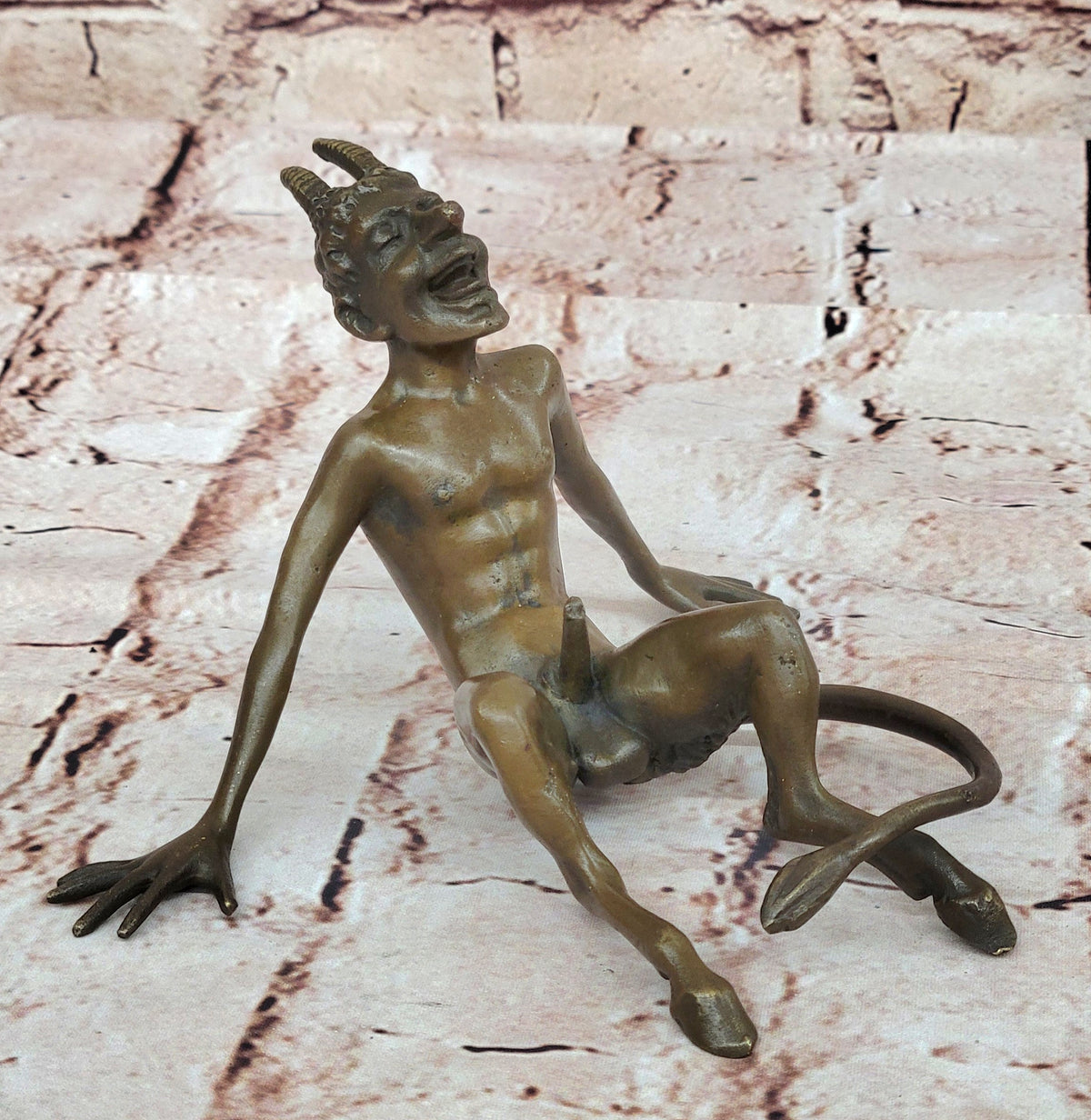 Nude Vienna Bronze Small DEVIL Satyr Faun Bermann Cold Painted Brass Austria