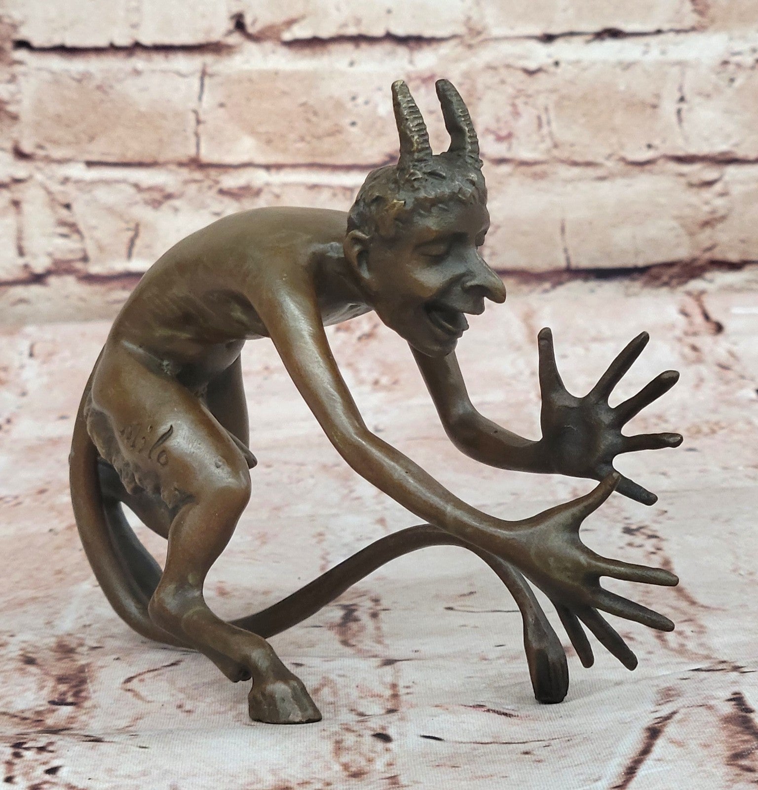 Bronze Austrian Erotic Demon Satyr Devil Sculpture Vintage Figurine Mythical Art