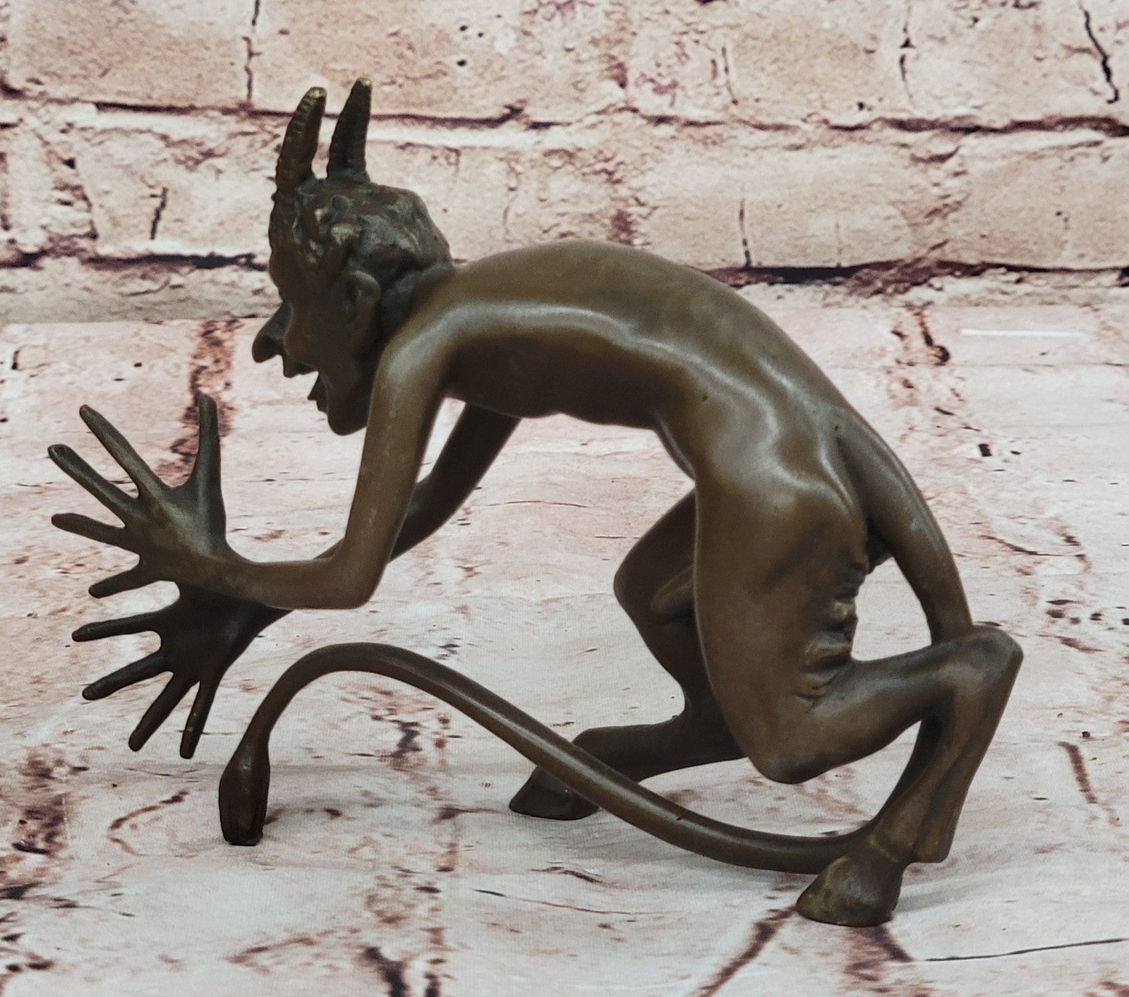 Bronze Austrian Erotic Demon Satyr Devil Sculpture Vintage Figurine Mythical Art