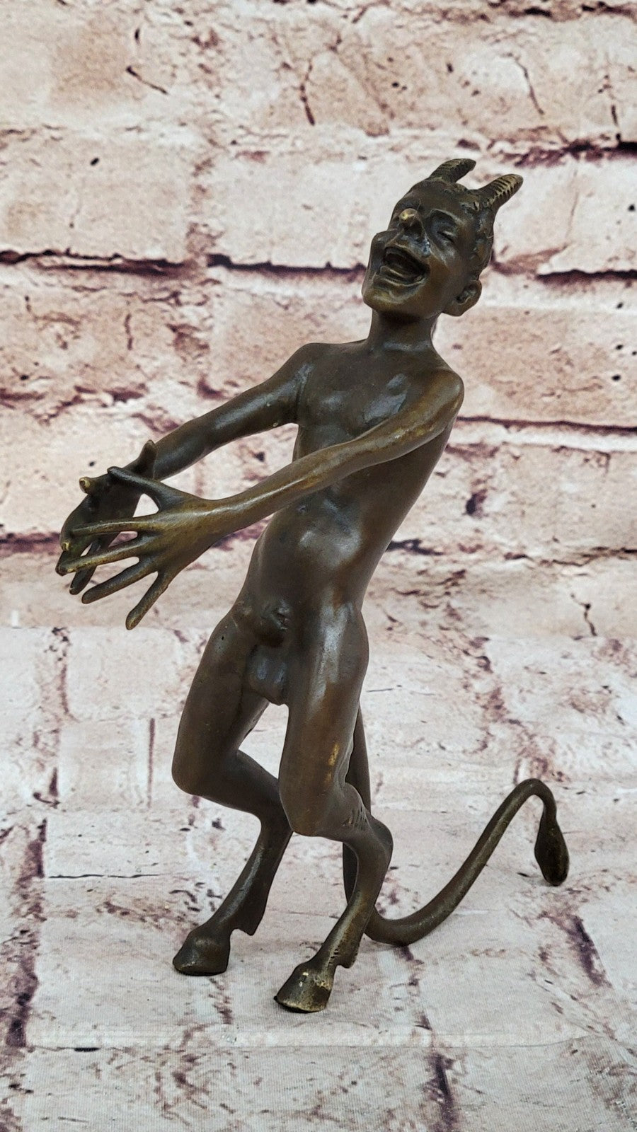 Excellent Quality Bronze Satyr Pan Faun Hand Made Erotic Sculpture Figurine Nude