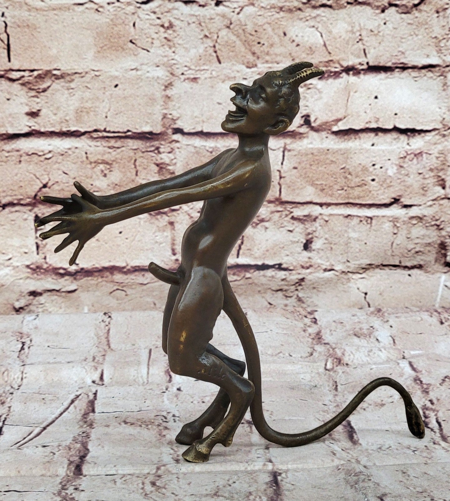 Excellent Quality Bronze Satyr Pan Faun Hand Made Erotic Sculpture Figurine Nude