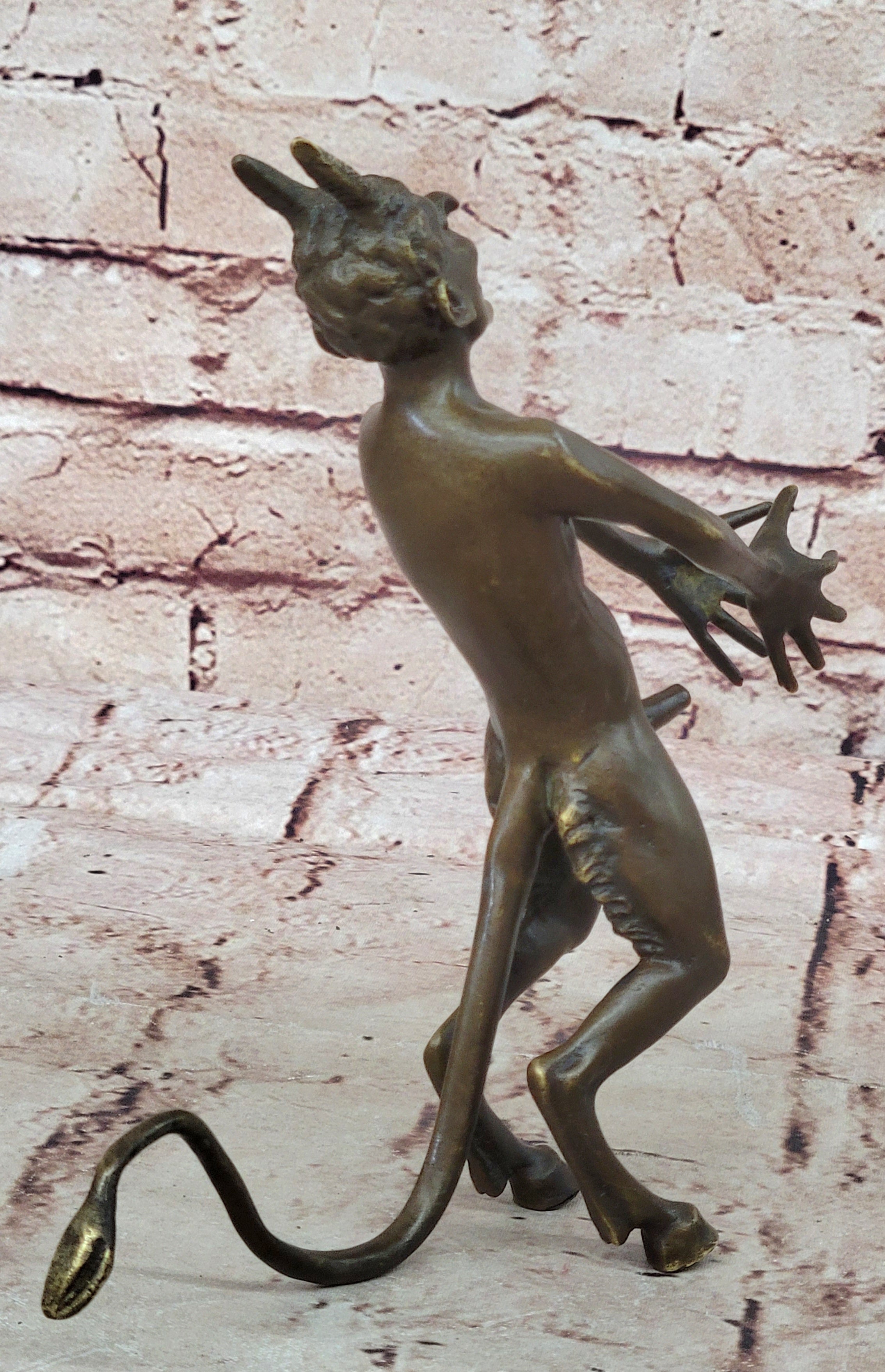Excellent Quality Bronze Satyr Pan Faun Hand Made Erotic Sculpture Figurine Nude
