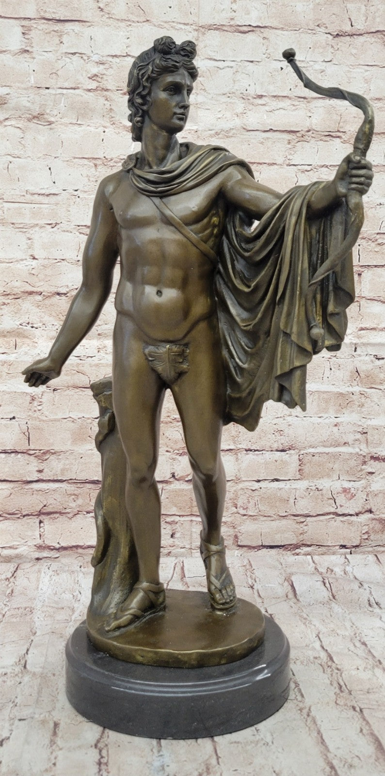 SIGNED APOLLO BRONZE SCULPTURE STATUE FIGURINE MARBLE NUDE FIGURE ART NOUVEAU