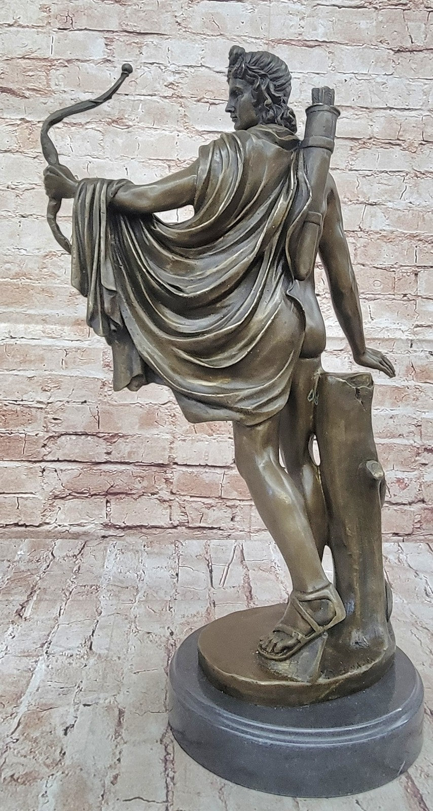 SIGNED APOLLO BRONZE SCULPTURE STATUE FIGURINE MARBLE NUDE FIGURE ART NOUVEAU