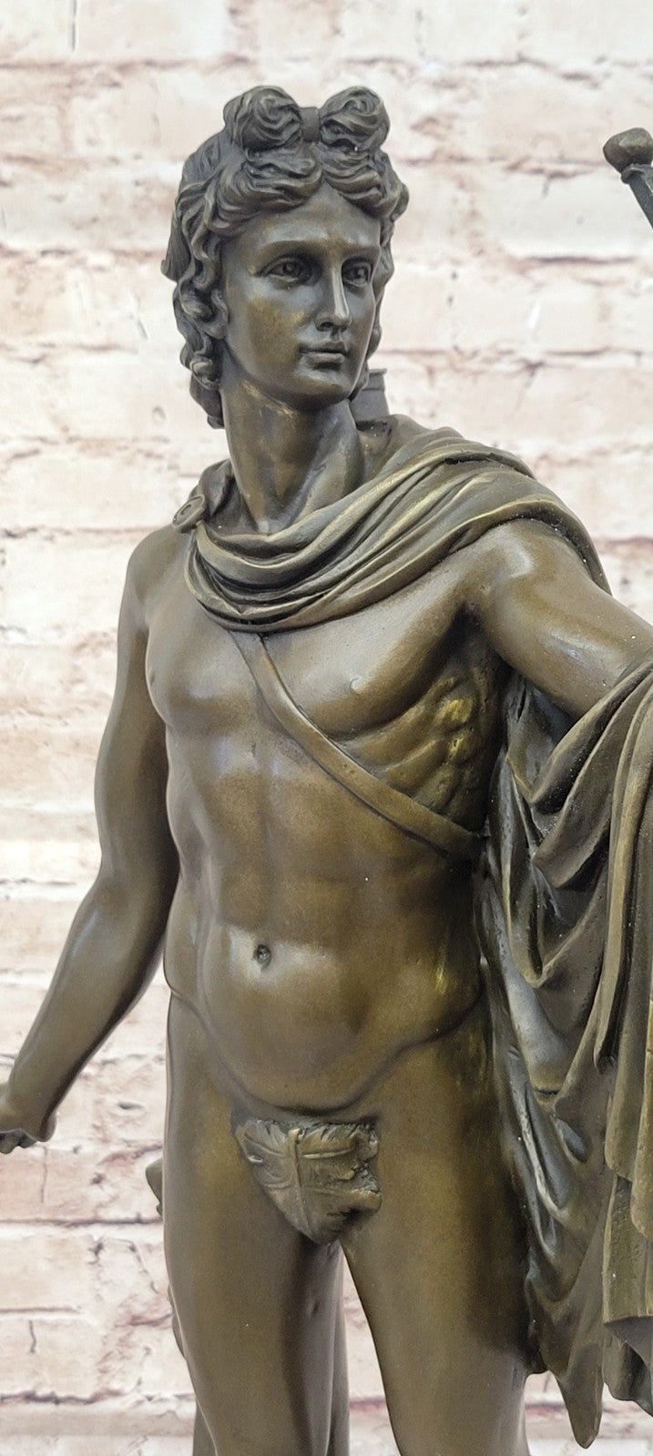 SIGNED APOLLO BRONZE SCULPTURE STATUE FIGURINE MARBLE NUDE FIGURE ART NOUVEAU