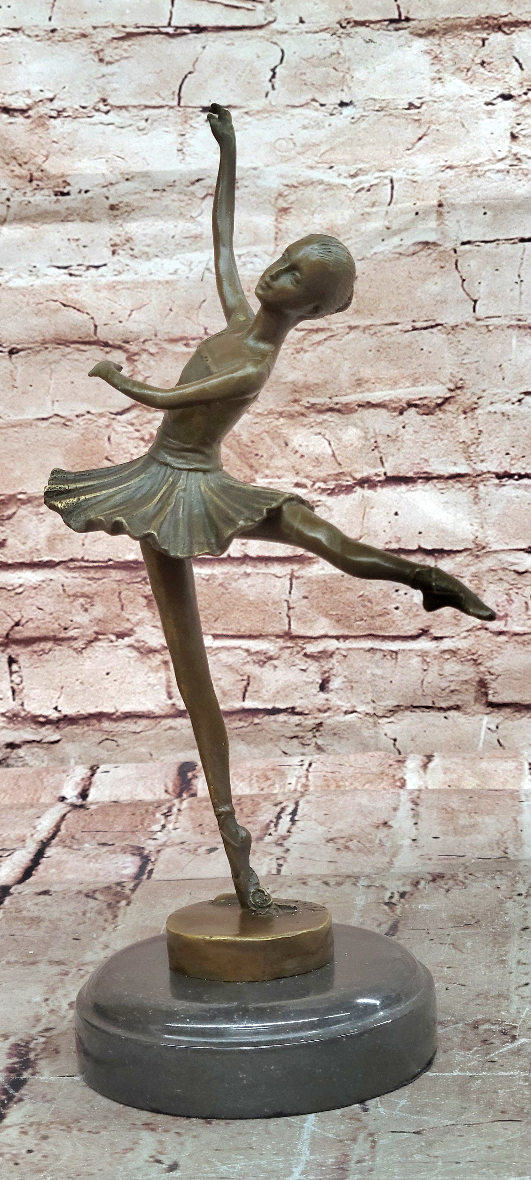 Art Deco Hot Cast Bronze Graceful Ballerina Ballet Statue Sculpture M. Lopez Gift