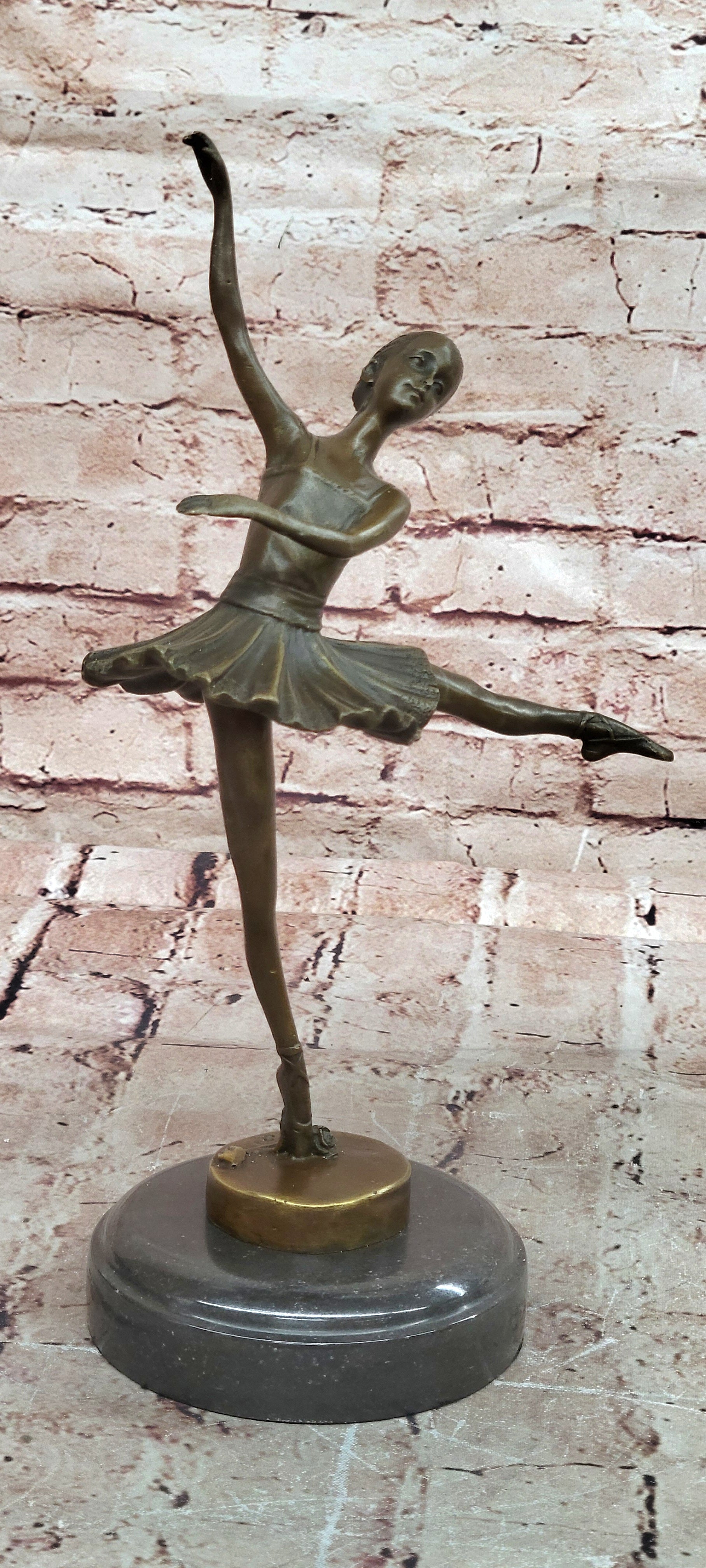 Art Deco Hot Cast Bronze Graceful Ballerina Ballet Statue Sculpture M. Lopez Gift