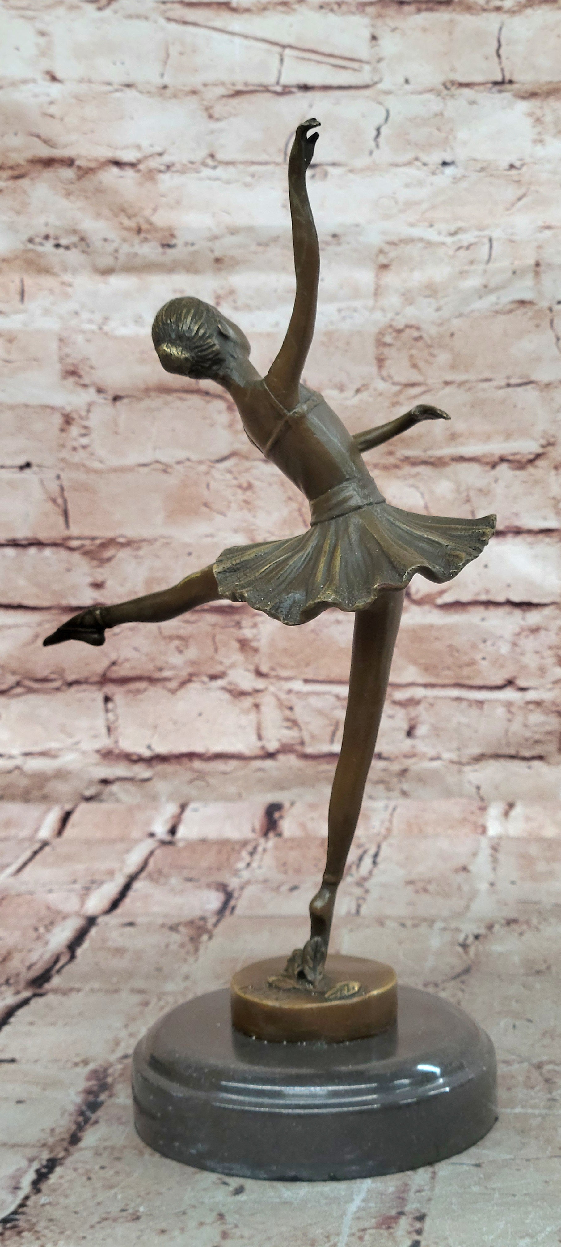 Art Deco Hot Cast Bronze Graceful Ballerina Ballet Statue Sculpture M. Lopez Gift