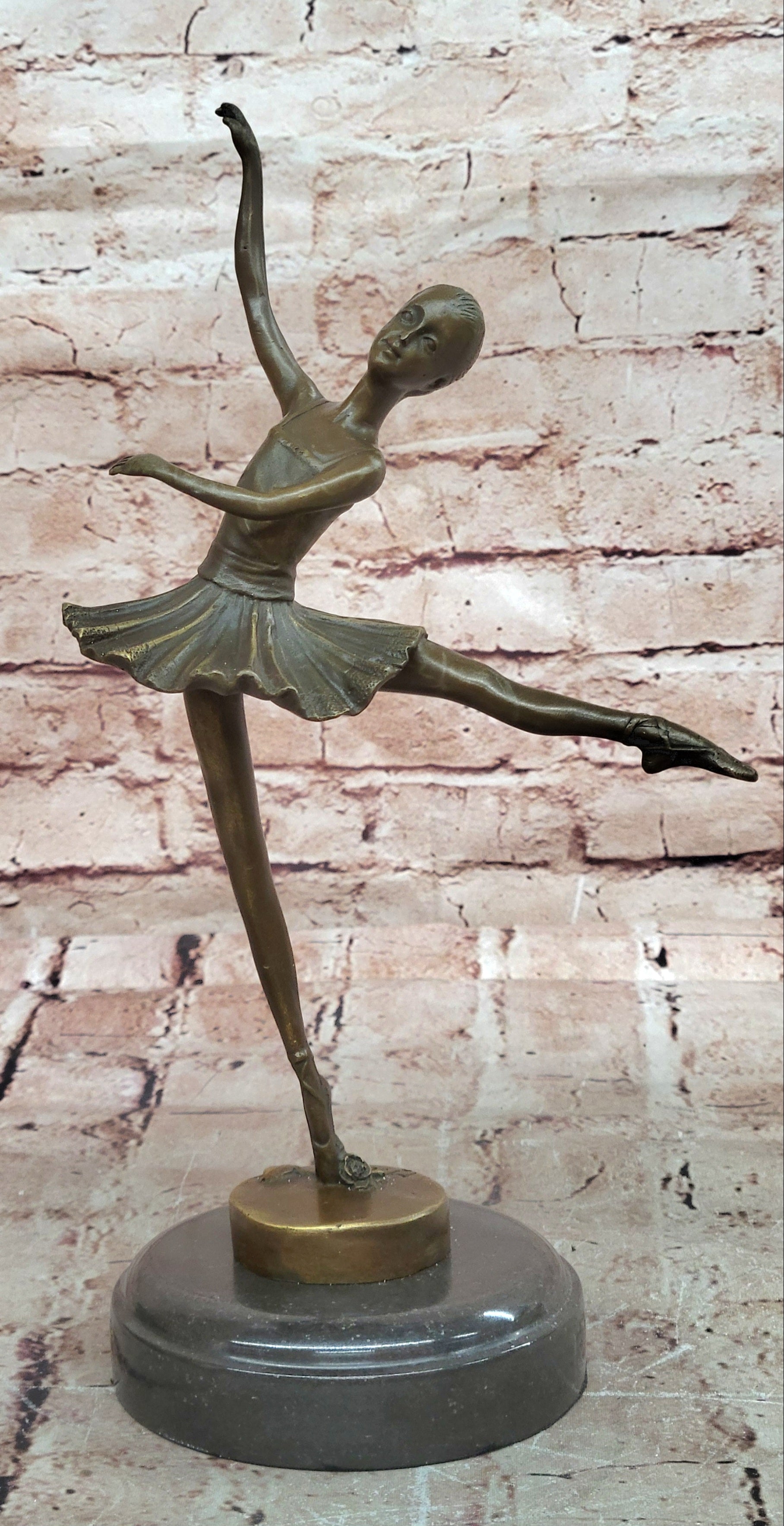 Art Deco Hot Cast Bronze Graceful Ballerina Ballet Statue Sculpture M. Lopez Gift