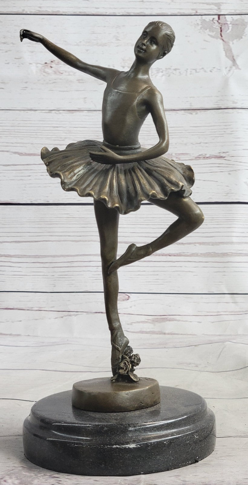 Hot CAST BRONZE & MARBLE FIGURINE GIRL BALLERINA - SIGNED SCULPTURE FIGURE DECOR