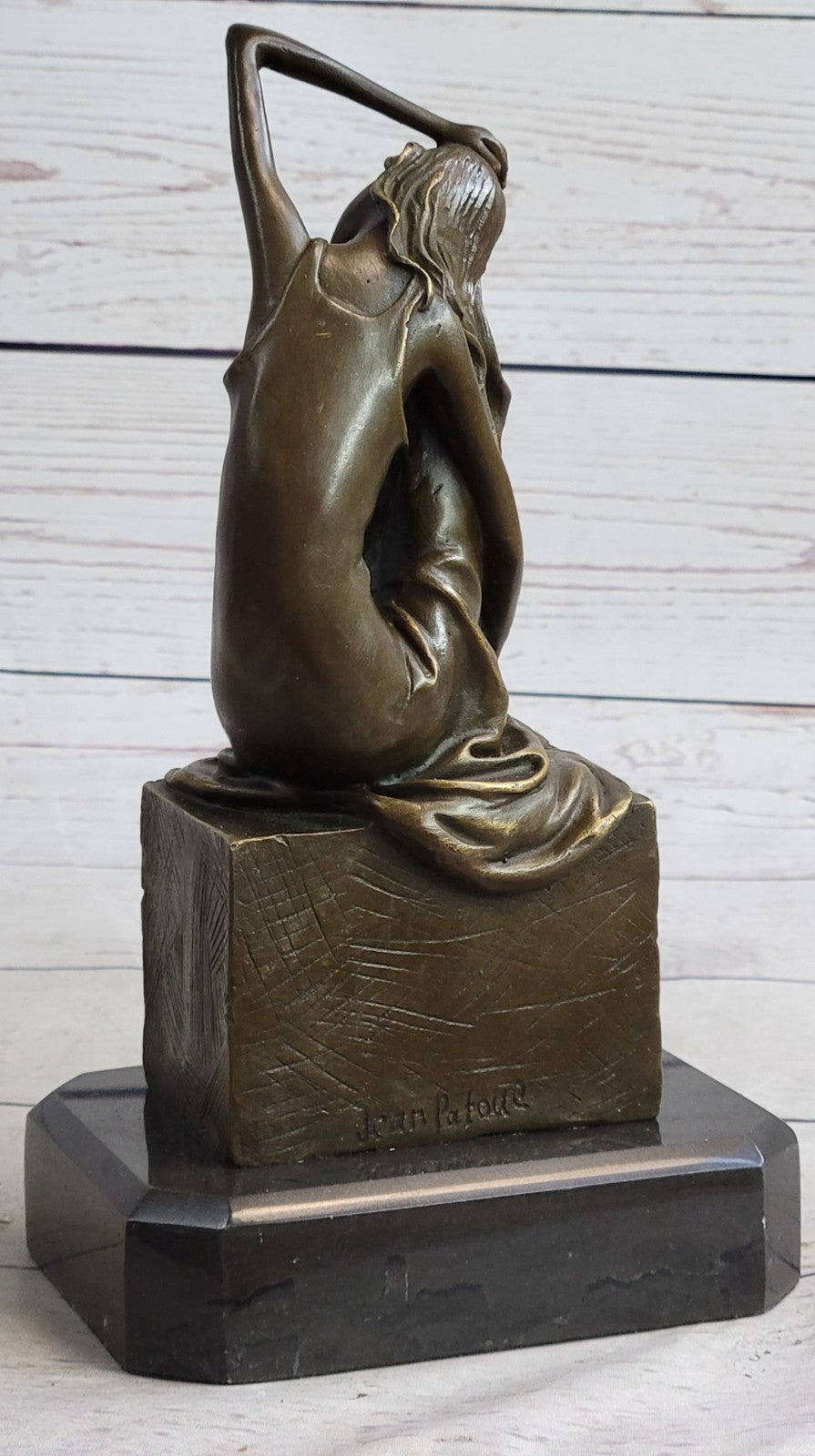 Handcrafted bronze sculpture SALE Sitting Artist French Patoue Original Signed