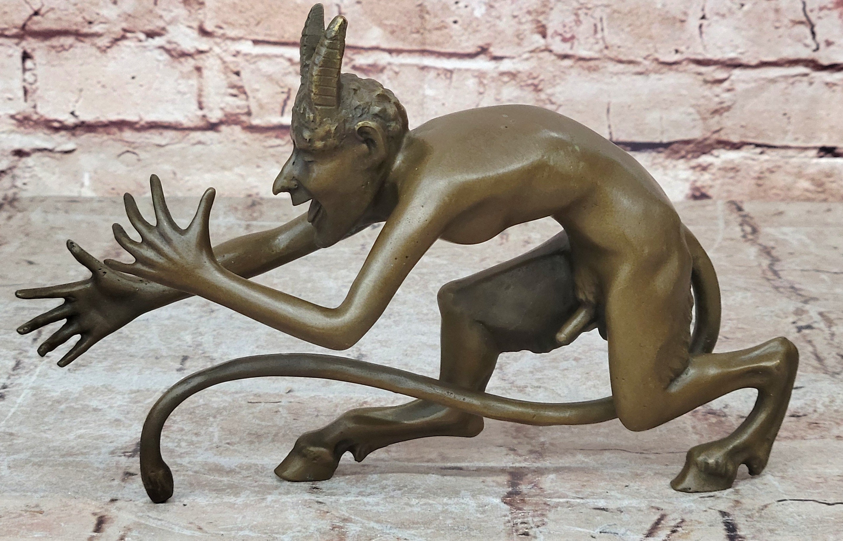 Male Satyr Vienna Figurine Handcrafted Bronze Art Sculpture Statue Figure Art