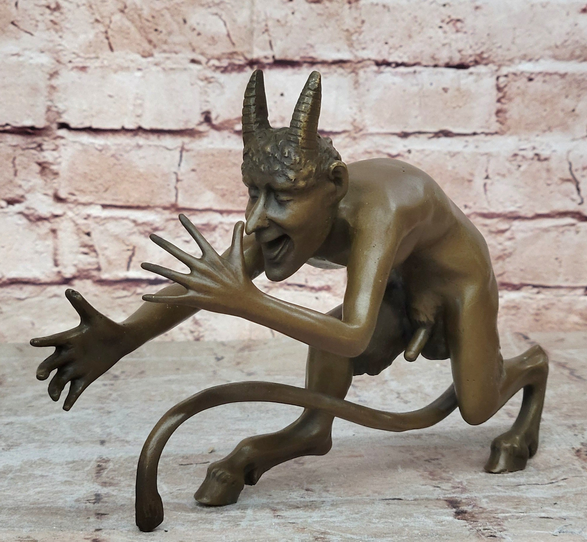 Male Satyr Vienna Figurine Handcrafted Bronze Art Sculpture Statue Figure Art