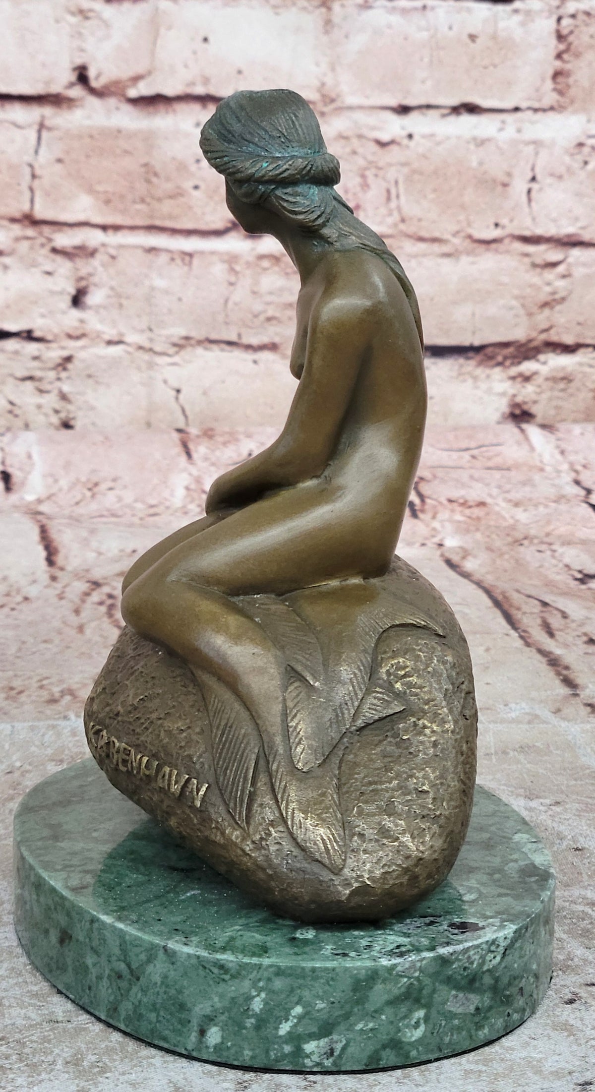 Beautiful Signed Art Nouveau Gilt Bronze Sculpture Figure Statue Naked Nude Girl