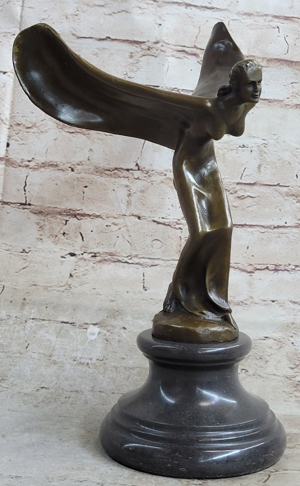 Rolls Royce Hood Ornament Cast Bronze Flying Lady "Spirit of Ecstasy" Sculpture