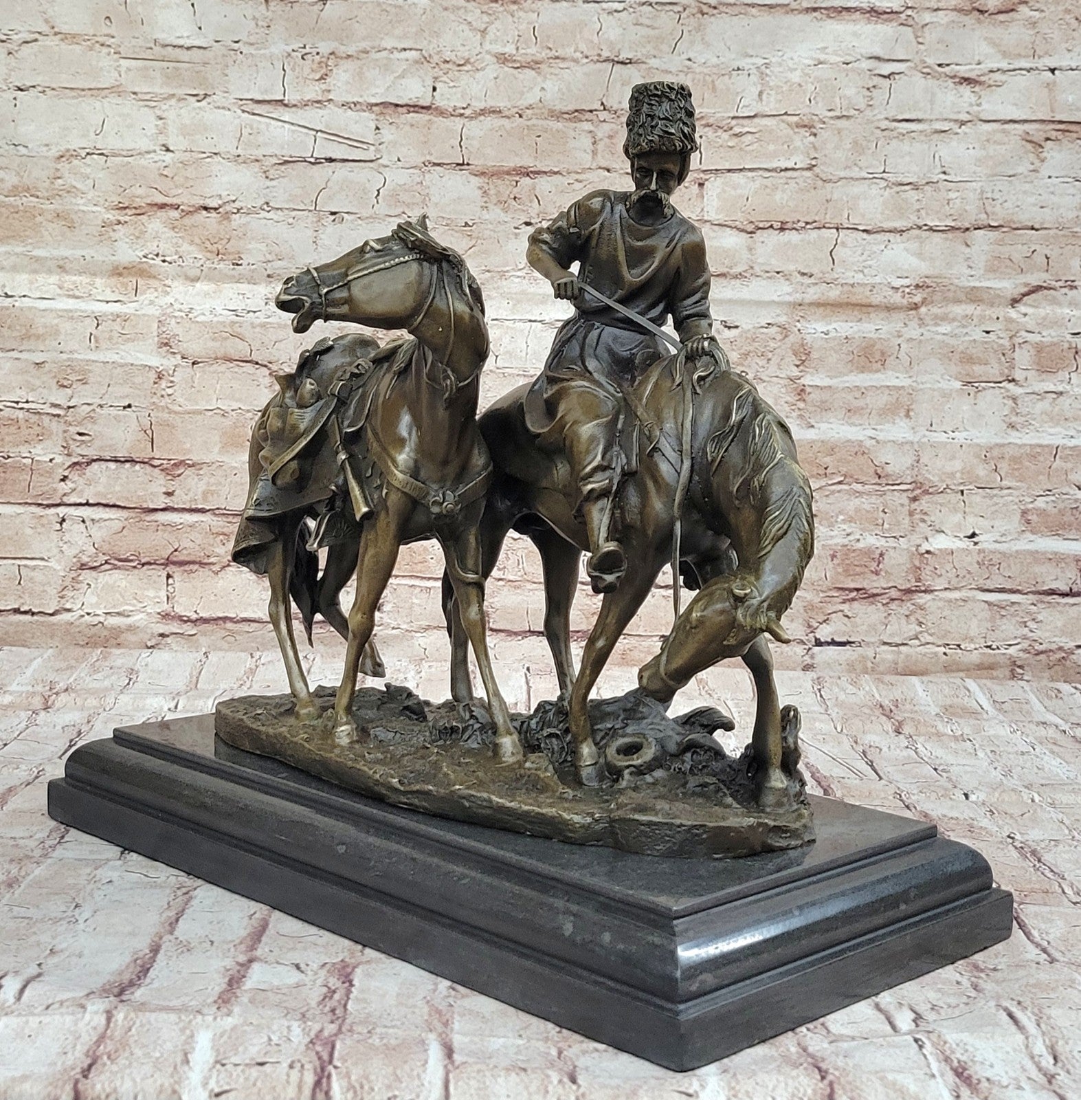 Brave Encounter: Russian Artist Lanceray`s Zaporozhian Cossack - Bronze Figurine Statue