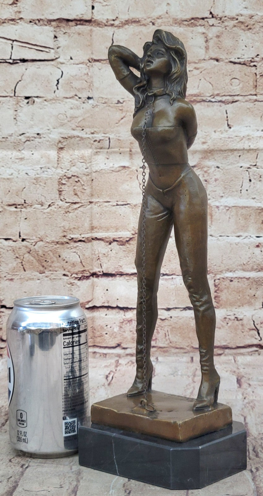 Erotic Girl Chastity- Erotic Sex Bronze - signed J.Mavchi Sculpture Marble Base Gift