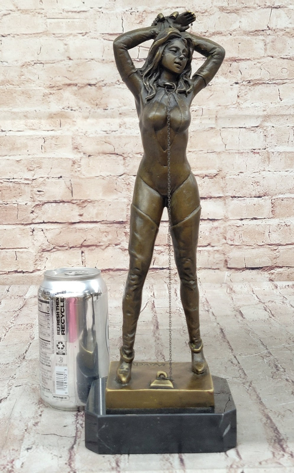 Art Deco Nude Bondage Girl Bronze Masterpiece by Preiss Marble Base Figurine