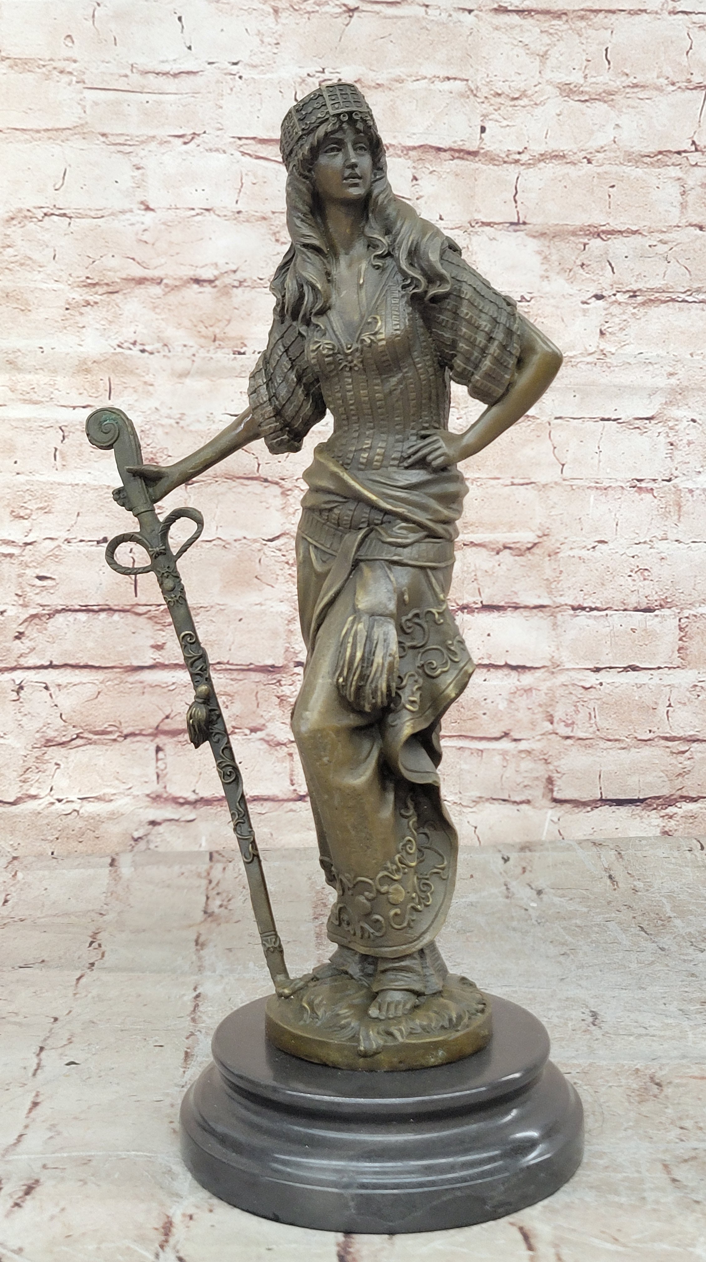 Collectible Hand Crafted Islamic Princess Hot Cast Bronze Sculpture Figurine Art