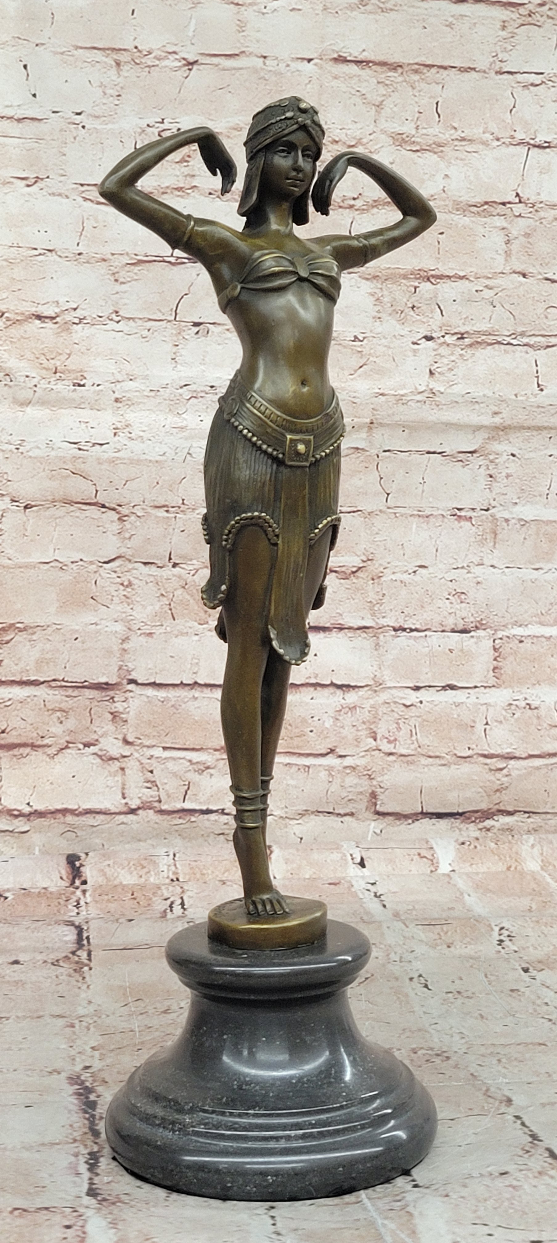 Art Deco Classic Semi Nude Dancer by Romanian Artist Chiparus Bronze Sculpture