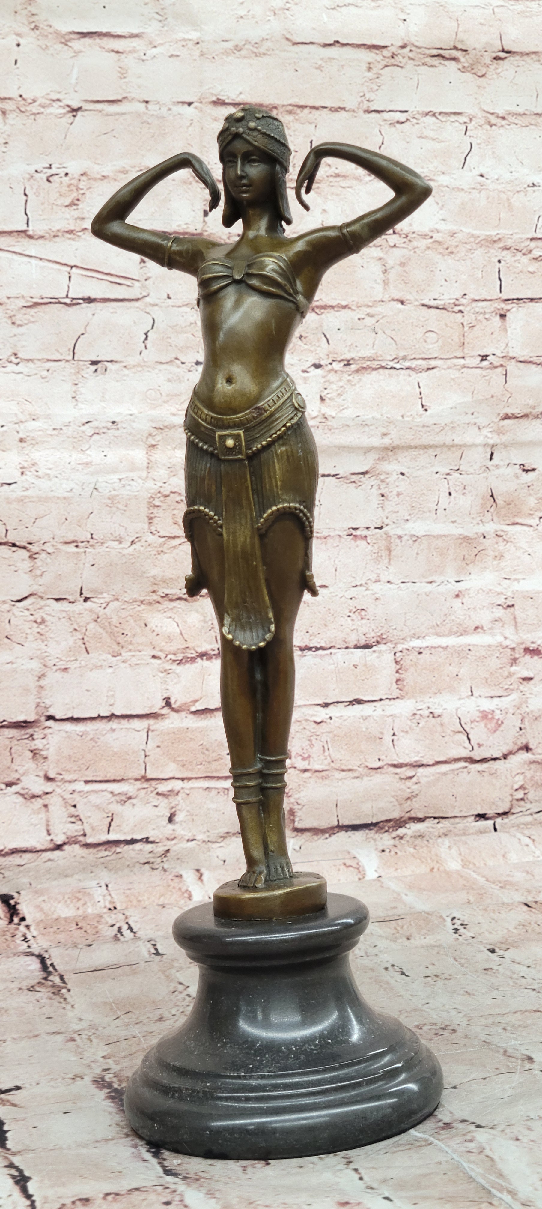Art Deco Classic Semi Nude Dancer by Romanian Artist Chiparus Bronze Sculpture