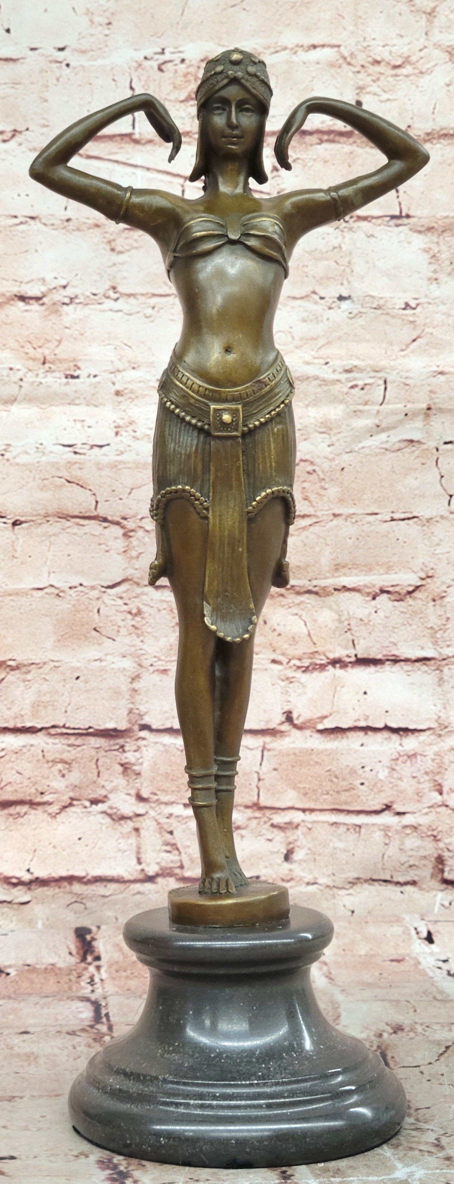 Art Deco Classic Semi Nude Dancer by Romanian Artist Chiparus Bronze Sculpture