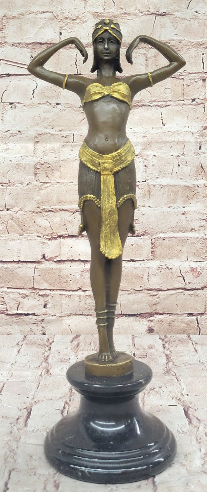 EXOTIC DANCER CHIPARUS BRONZE STATUE GOLD PATINA HOT CAST CLASSIC ART DECO STYLE