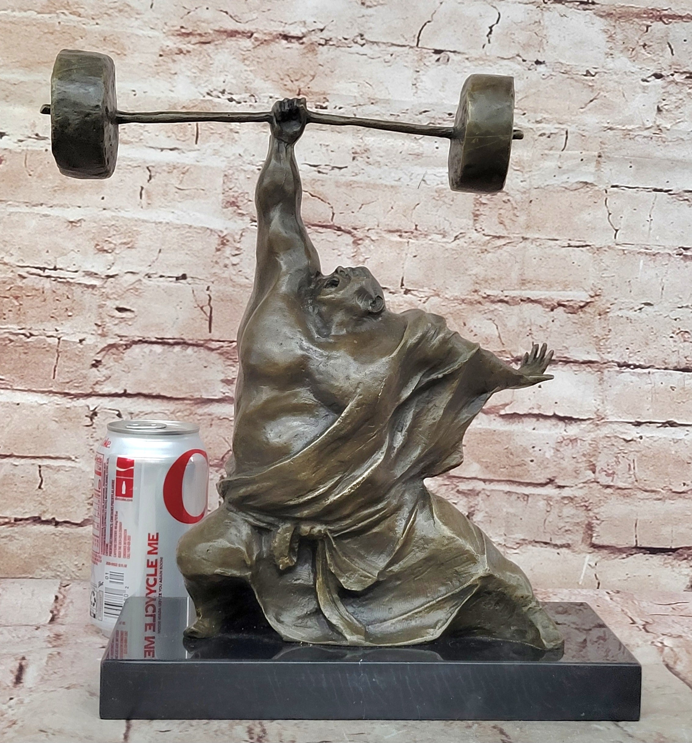 Collector Edition Bronze Weightlifting Man Statue Sport Sculpture Gym Decor