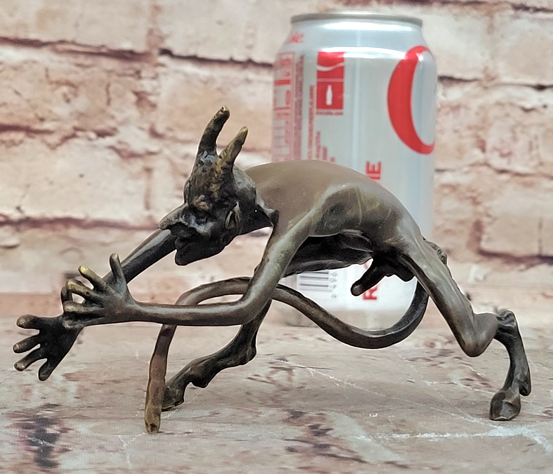 SIGNED BRONZE STATUE NUDE SATYR EROTIC FAUN DETAILED SCULPTURE HOT CAST