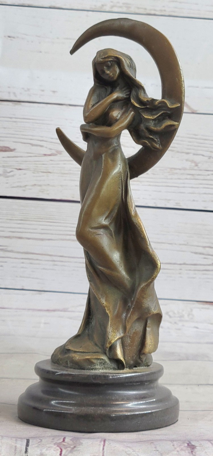 Handcrafted Art Deco Venus on The Moon Bronze Sculpture – Museum Quality Decor Sale