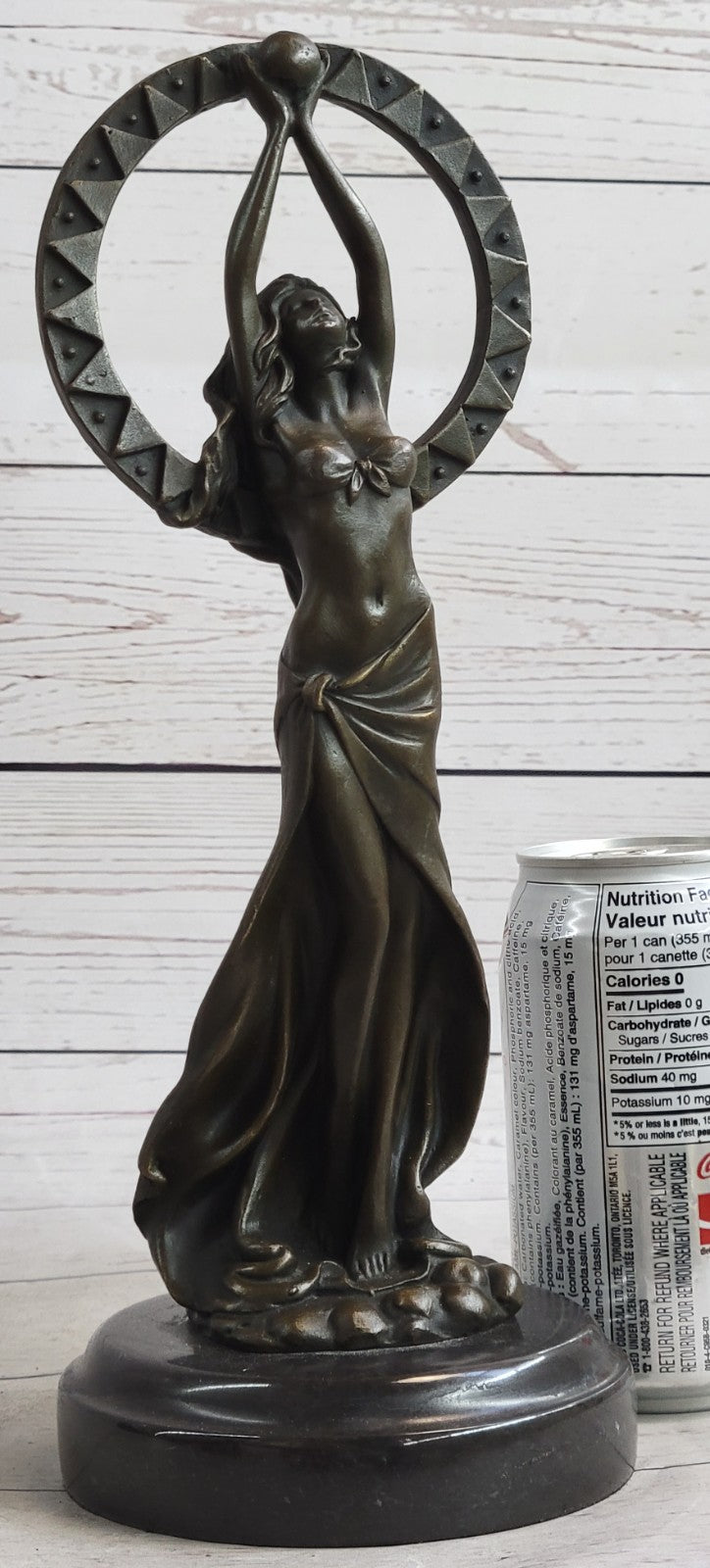 Art Nouveau Hand Made Classic Sexy Girl Bronze Sculpture Figurine Marble Base