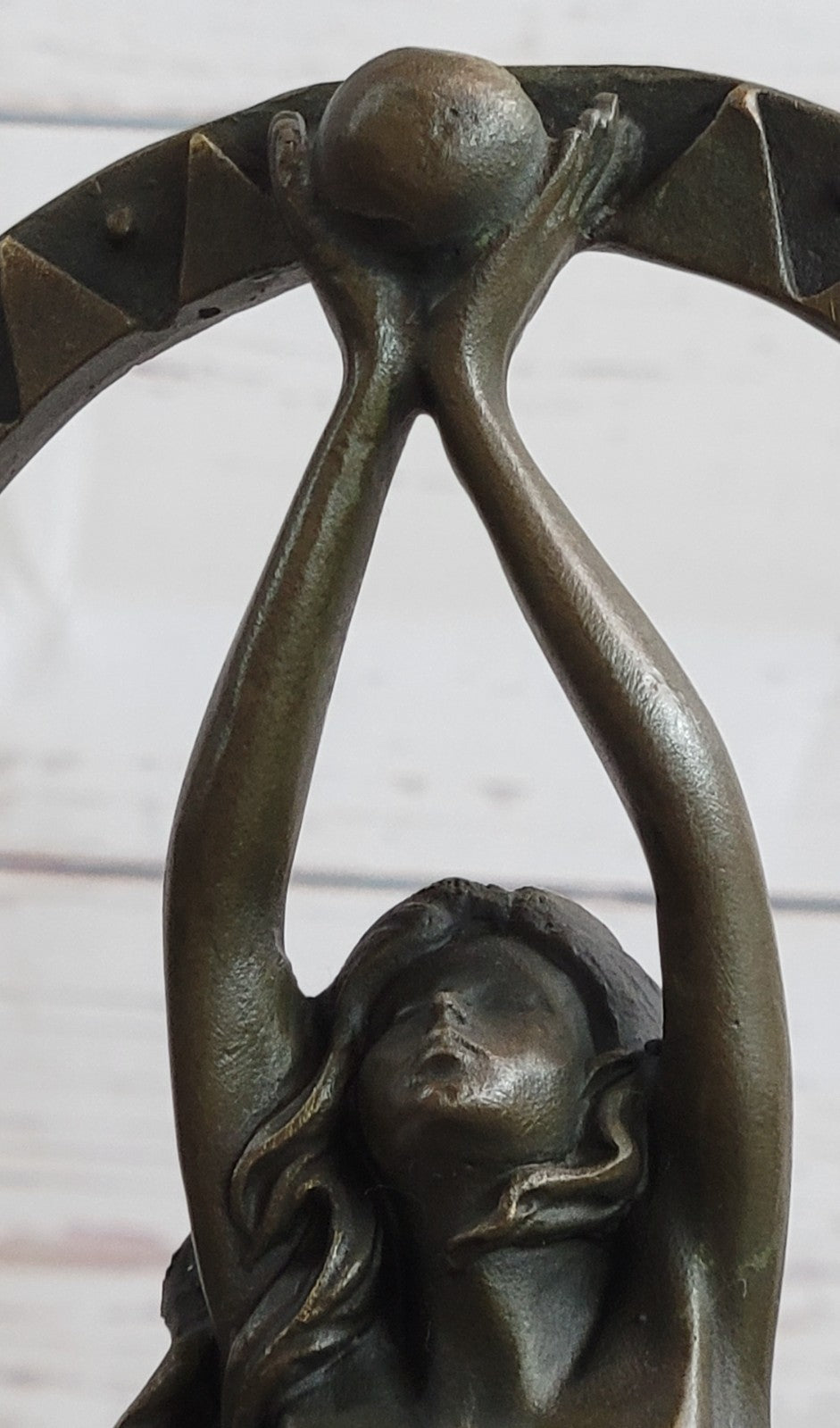 Art Nouveau Hand Made Classic Sexy Girl Bronze Sculpture Figurine Marble Base