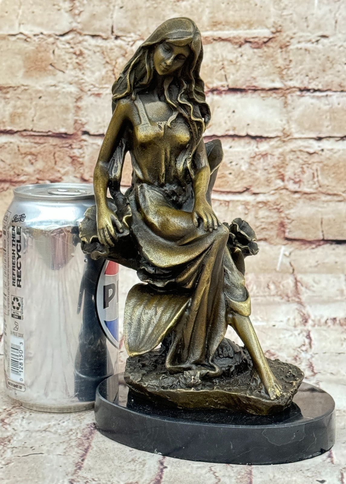 Art Deco Signed Original Mavchi Collectible Collector Woman in Garden Bronze Sta