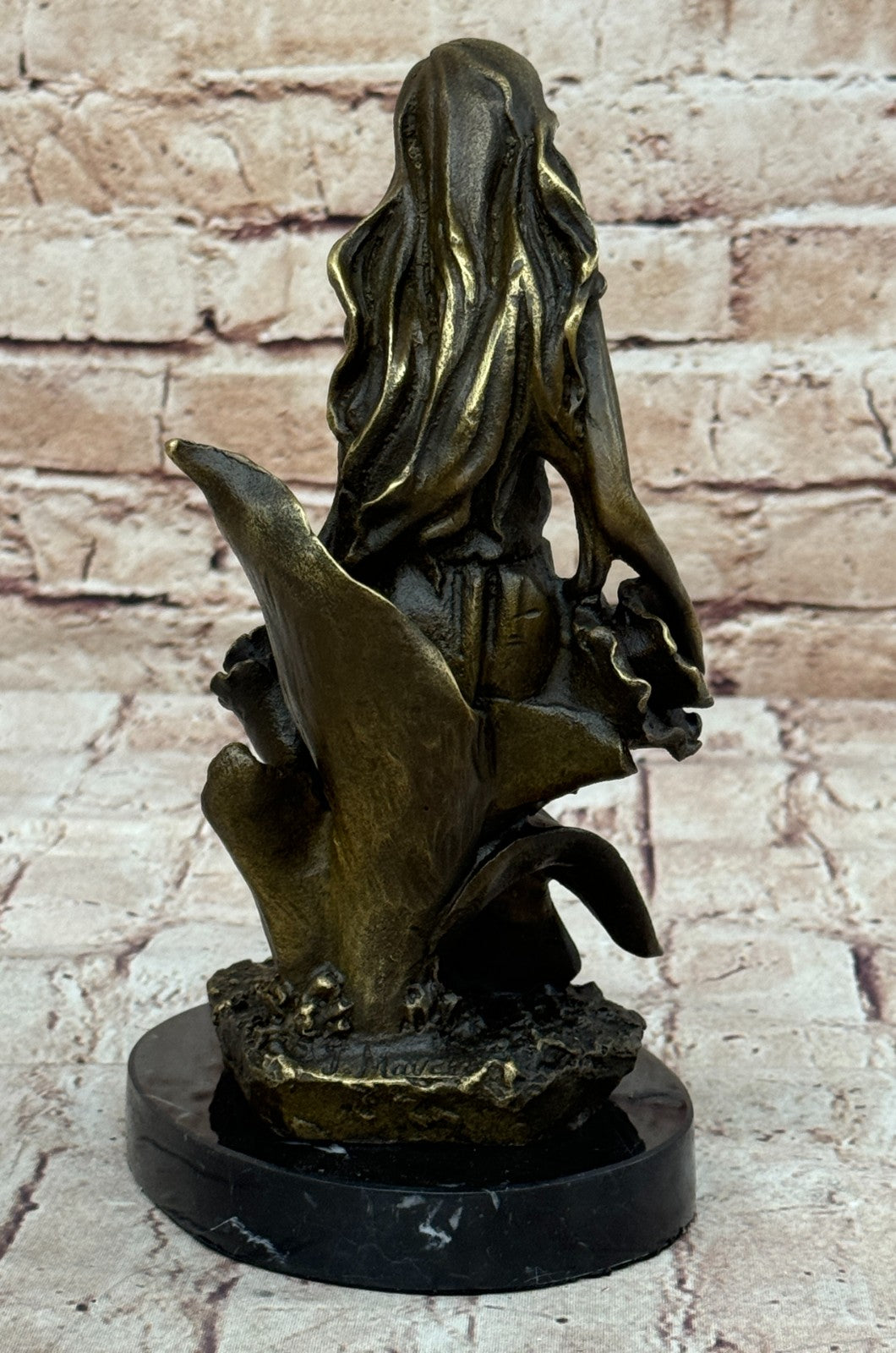 Art Deco Signed Original Mavchi Collectible Collector Woman in Garden Bronze Sta