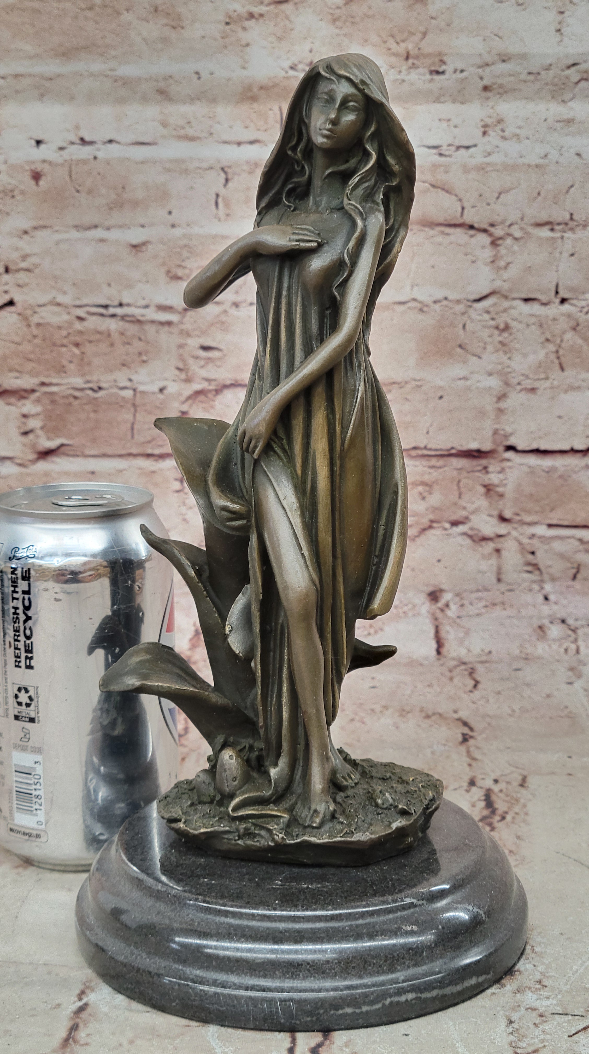 Handcrafted Wood Nymph Bronze Sculpture Art Nouveau Deco Bronze Sculpture