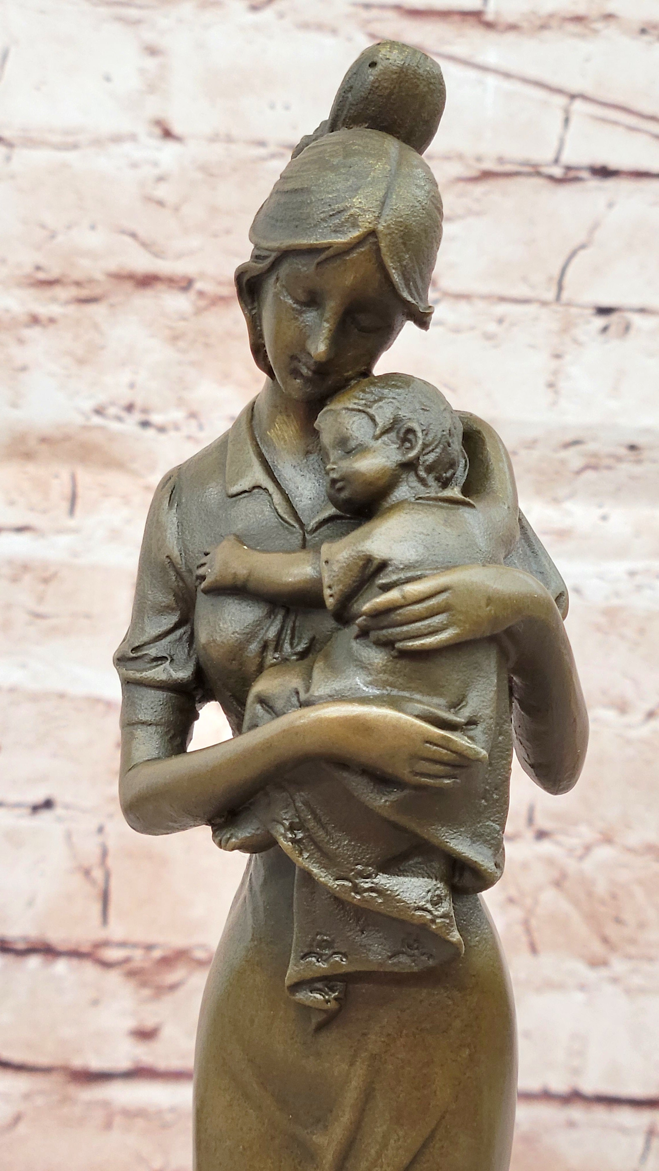 Bronze Sculpture Art Deco Modern Nouveau Nude Mother Woman Madonna Baby Child