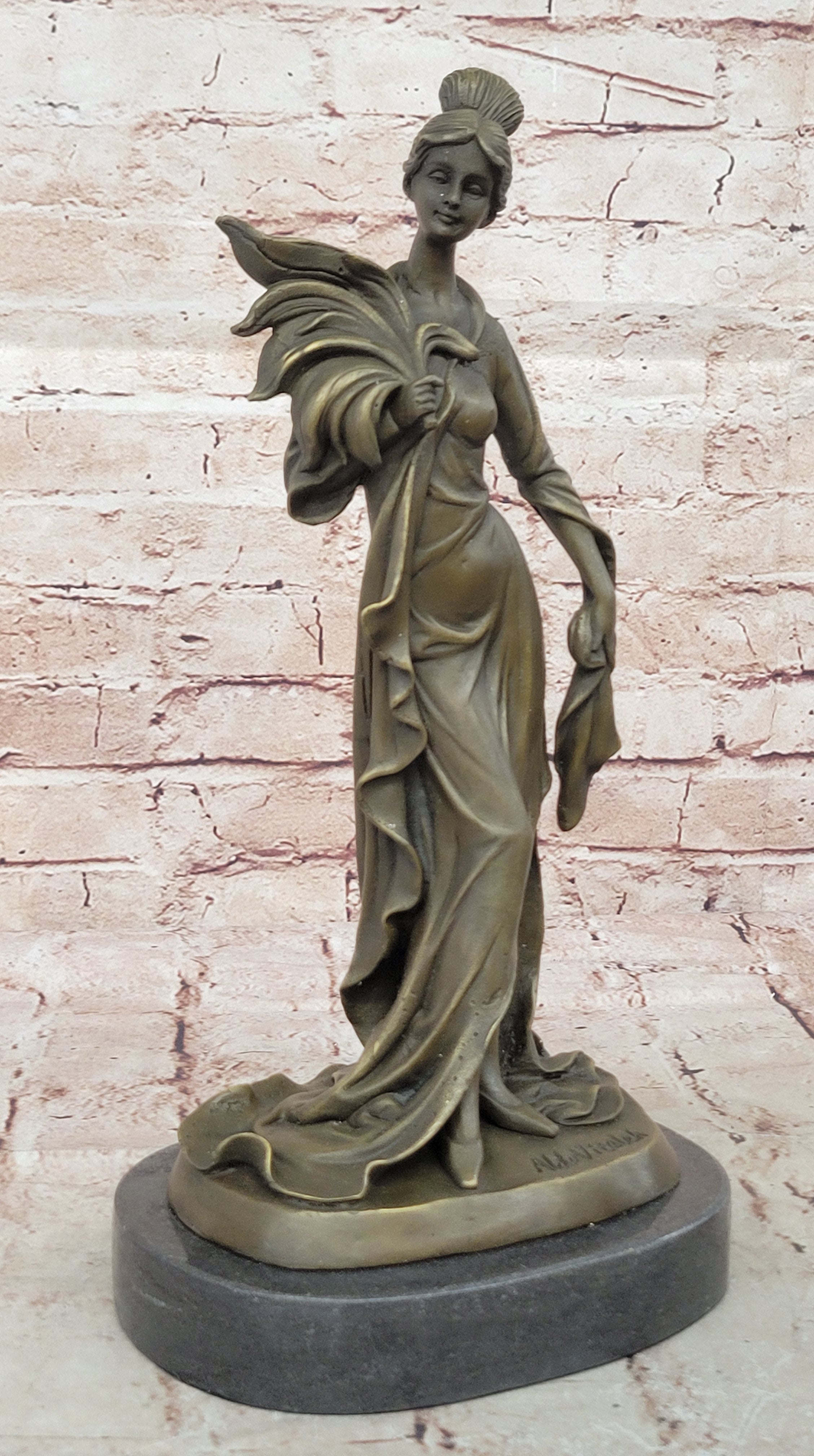 Art Deco signed Original Maiden in Garden by Italian Artist Aldo Vitaleh Gift