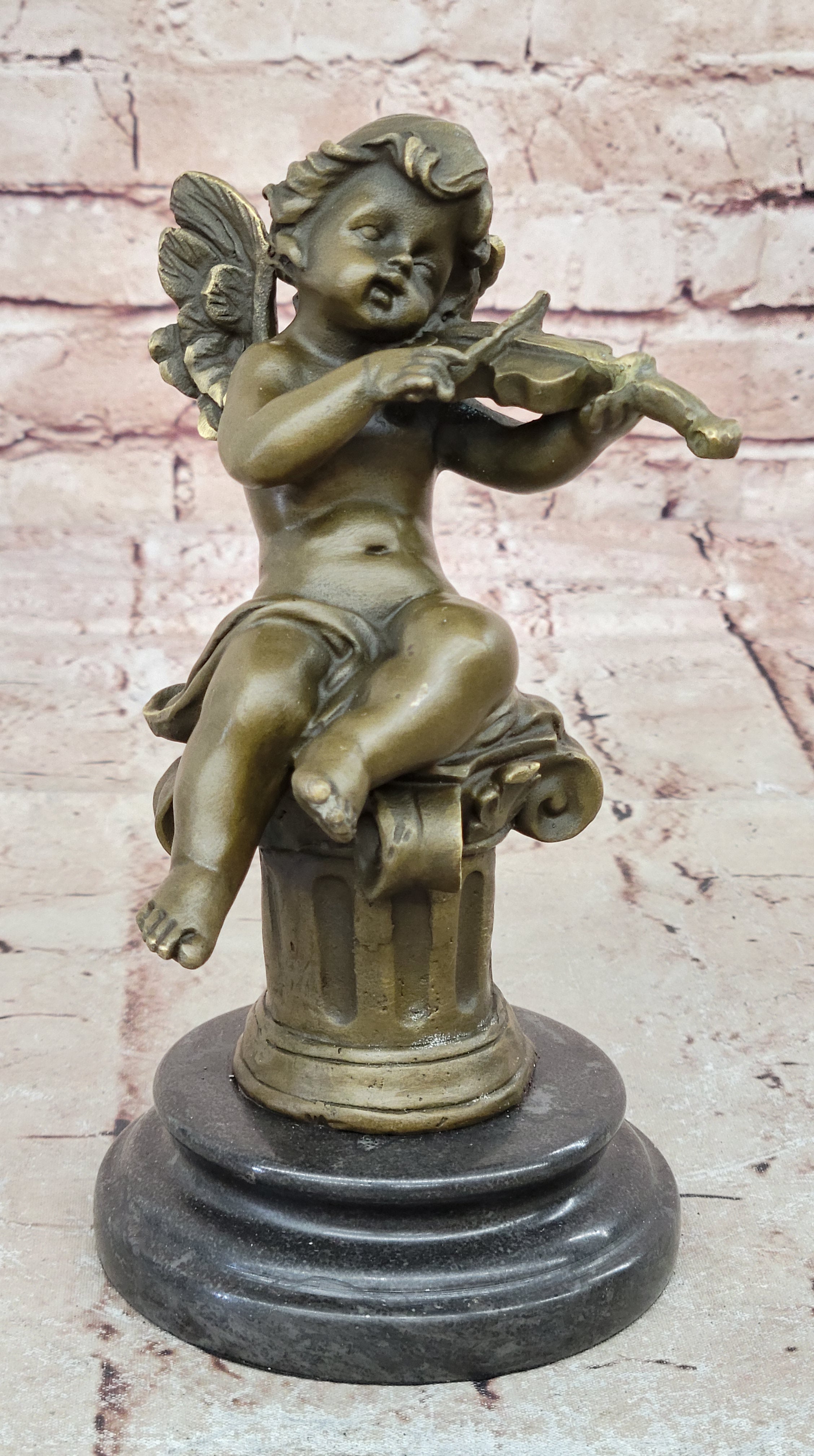Bronze Cupid Angel Figure Statue - Vintage PUTTI Cherub Art Nouveau Art Deco