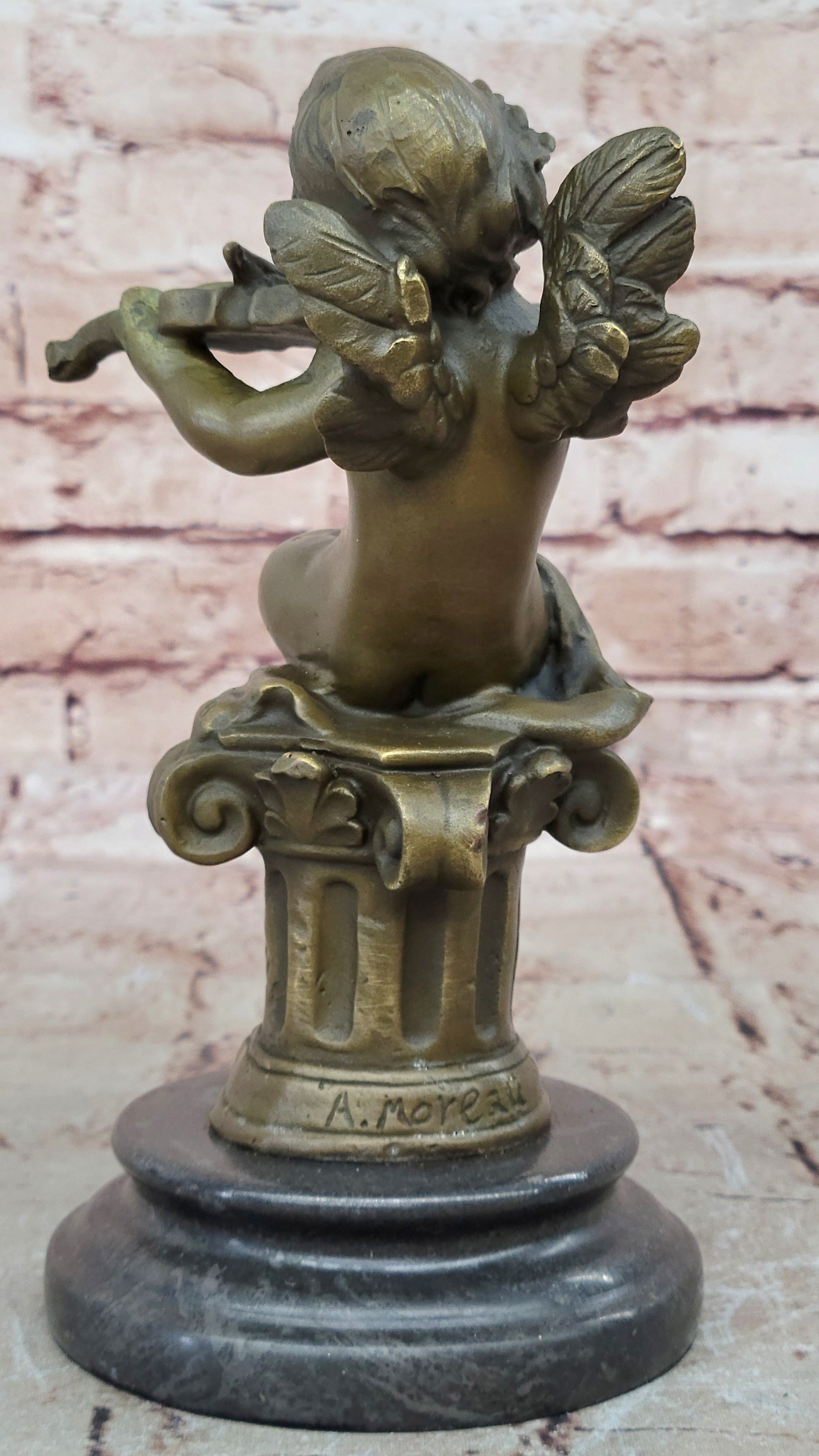 Bronze Cupid Angel Figure Statue - Vintage PUTTI Cherub Art Nouveau Art Deco