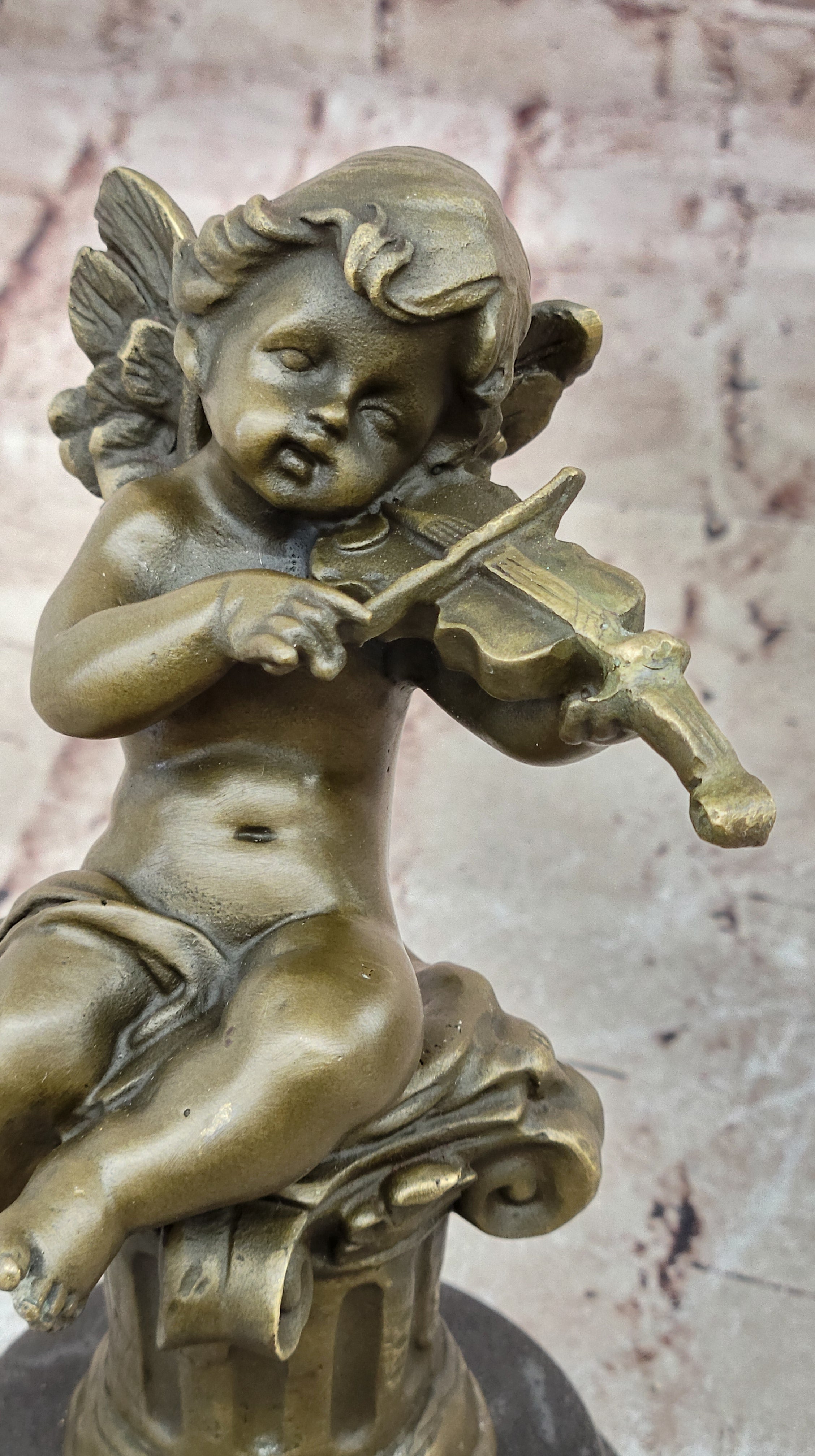 Bronze Cupid Angel Figure Statue - Vintage PUTTI Cherub Art Nouveau Art Deco