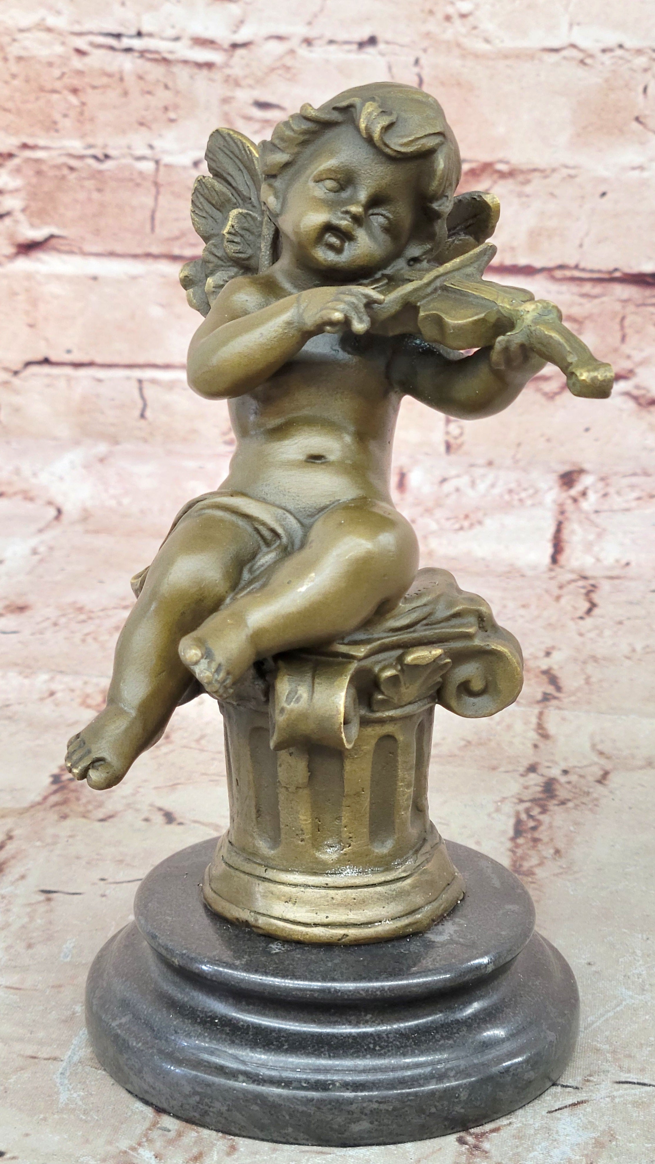 Bronze Cupid Angel Figure Statue - Vintage PUTTI Cherub Art Nouveau Art Deco
