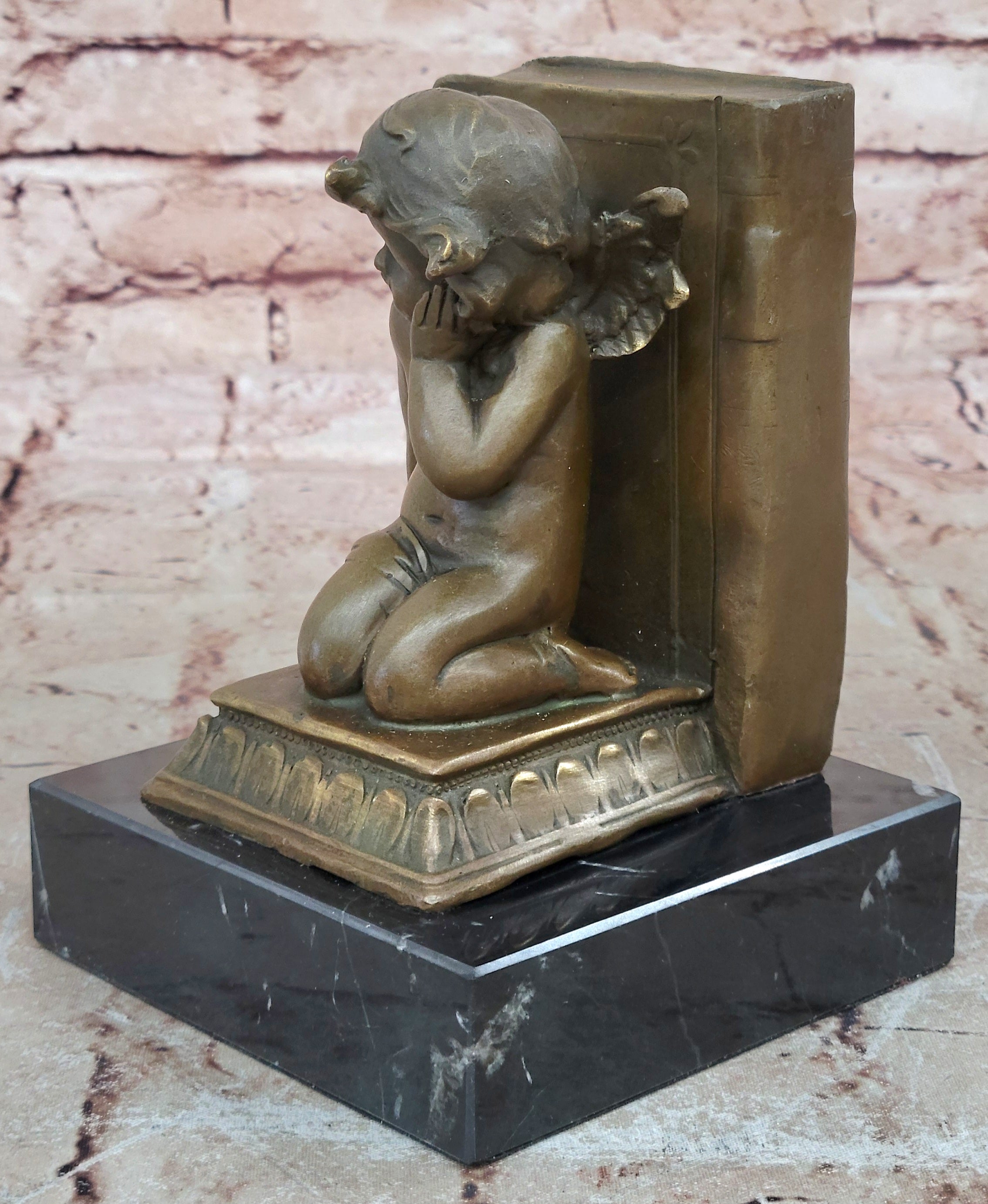 Hot Cast Angel With Wings Bookends Bronze Sculpture by Moreau Figurine Figure